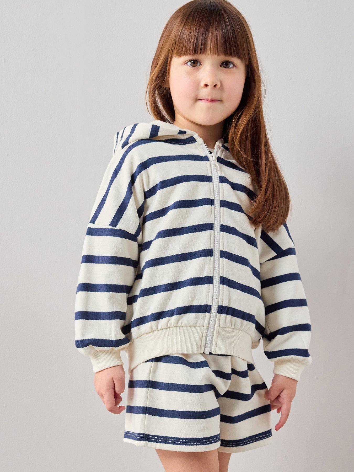 The Very Collection Girls Matching Set Zip Up Sweat Hoody - Stripe
