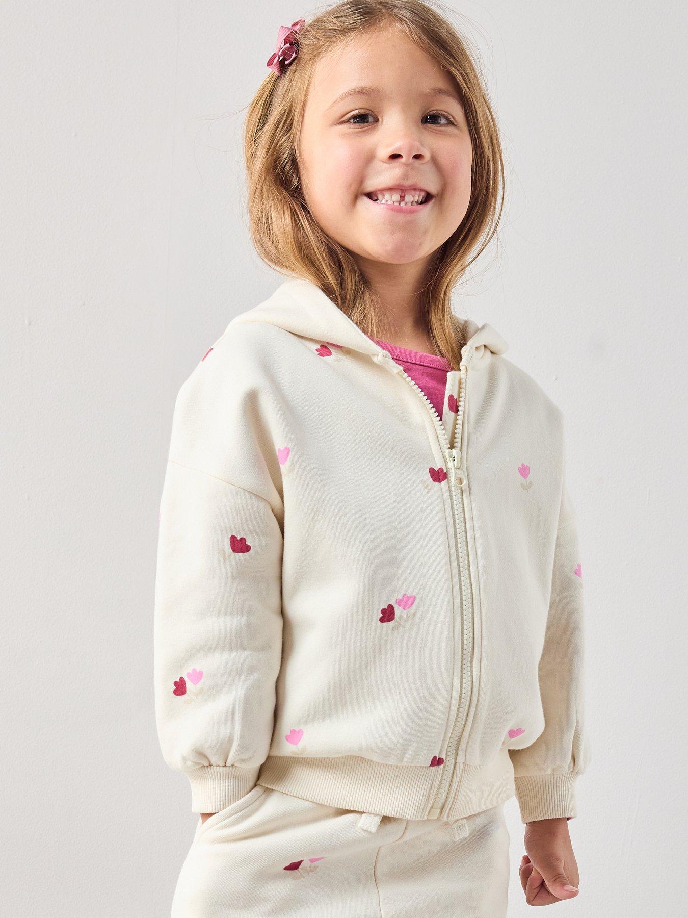 The Very Collection Girls Cotton Rich Zip Up Hoody Co-ord - Floral