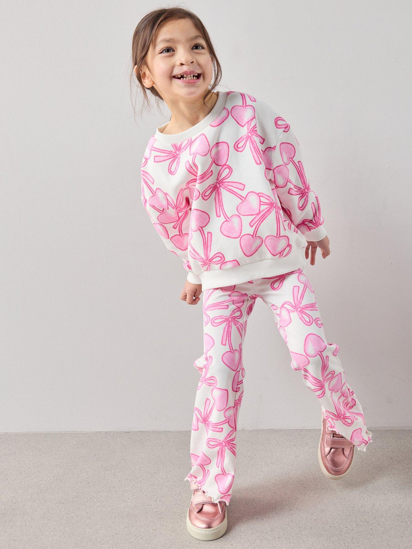 The Very Collection Girls Cotton Rich Jersey Leggings - Cherry Heart Print