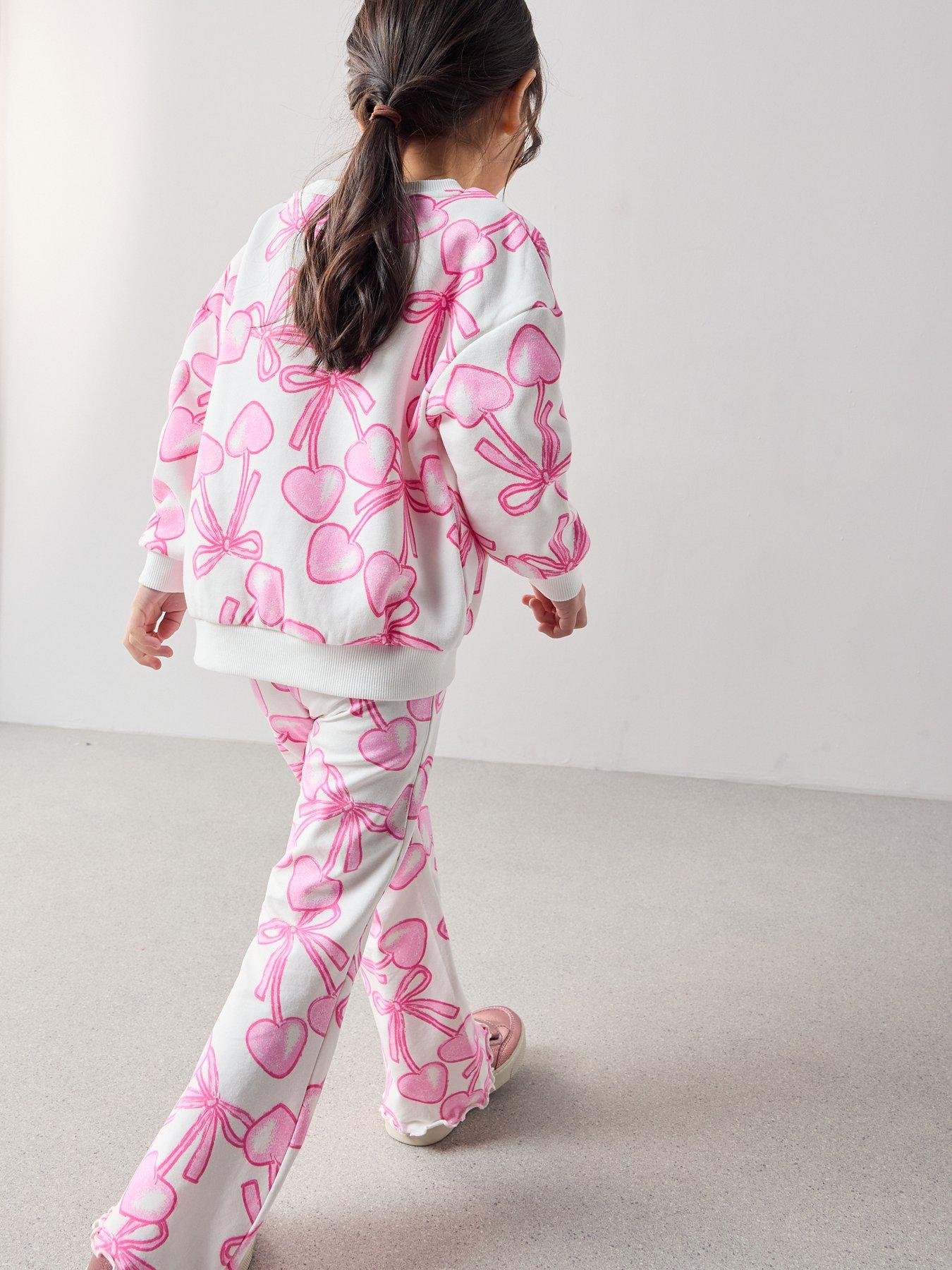 Image 2 of 7 of The Very Collection Girls Cotton Rich Jersey Leggings - Cherry Heart Print