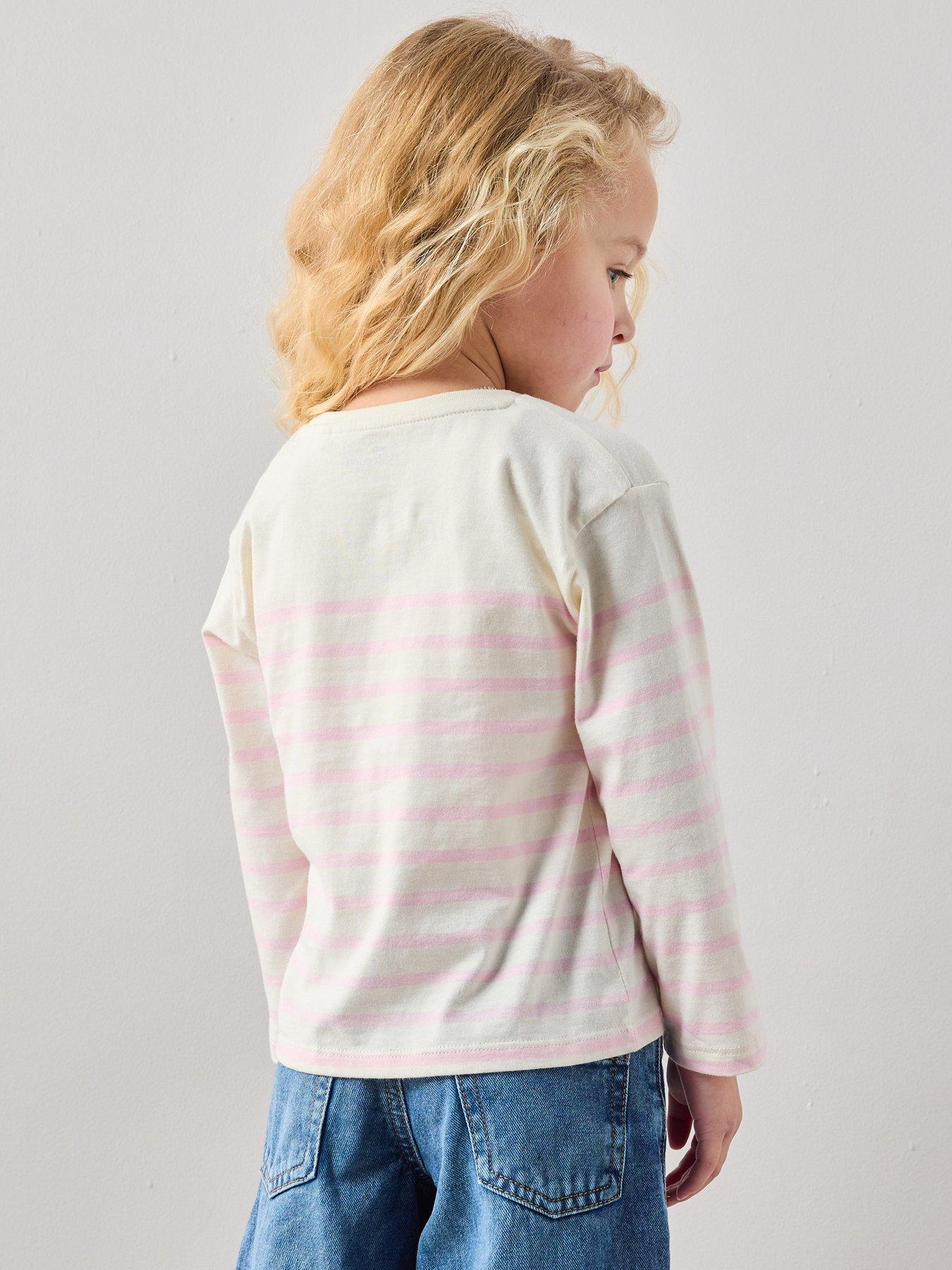 Image 2 of 7 of The Very Collection Girls Stripe Long Sleeve T-Shirt - Print