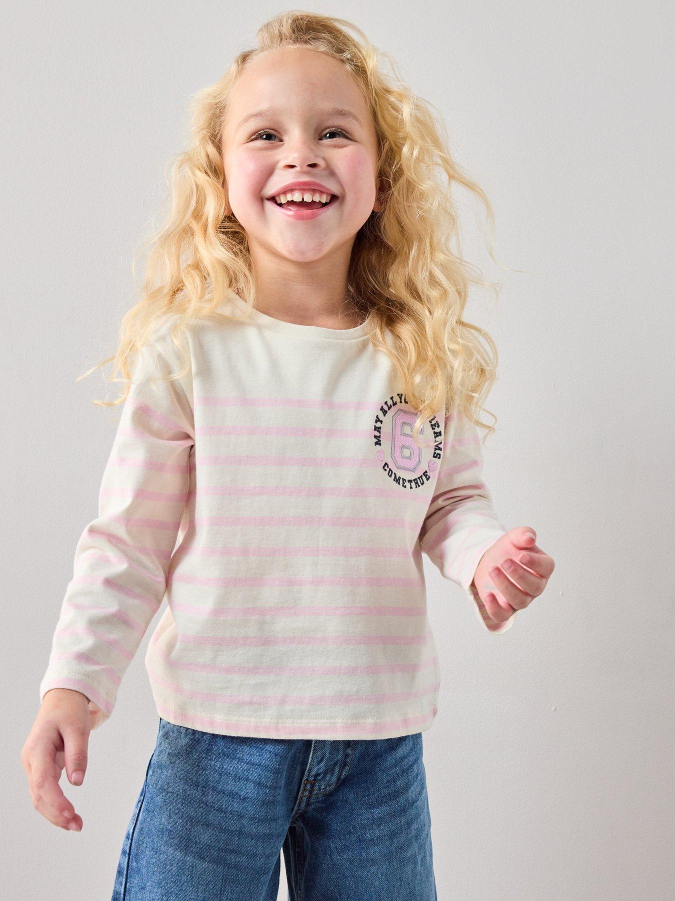 Image 4 of 7 of The Very Collection Girls Stripe Long Sleeve T-Shirt - Print