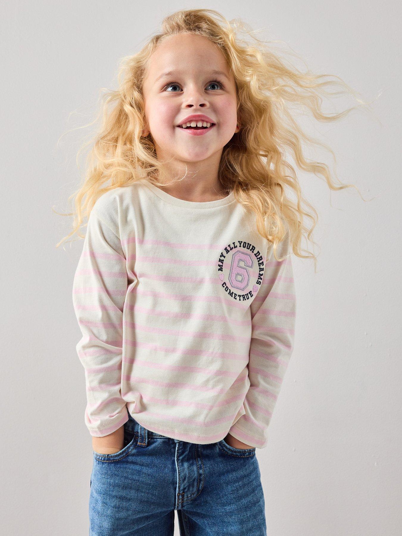 Image 6 of 7 of The Very Collection Girls Stripe Long Sleeve T-Shirt - Print