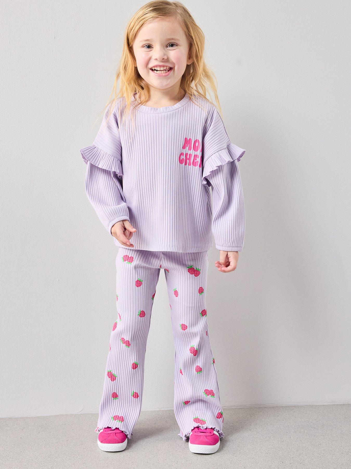The Very Collection Girls Ribbed Long Sleeve Top and Legging Set  - Purple