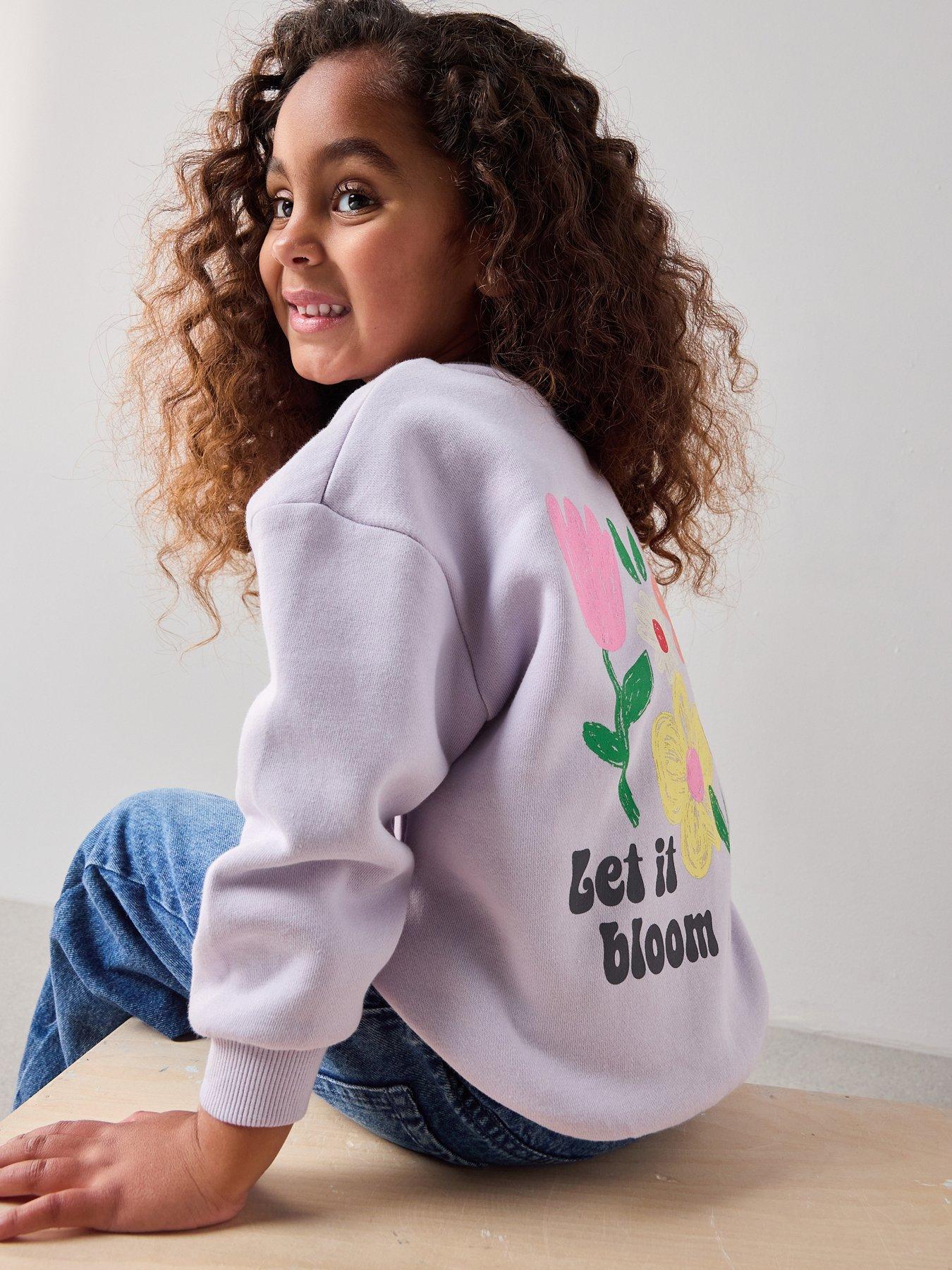 The Very Collection Girls Back Print Floral Sweat