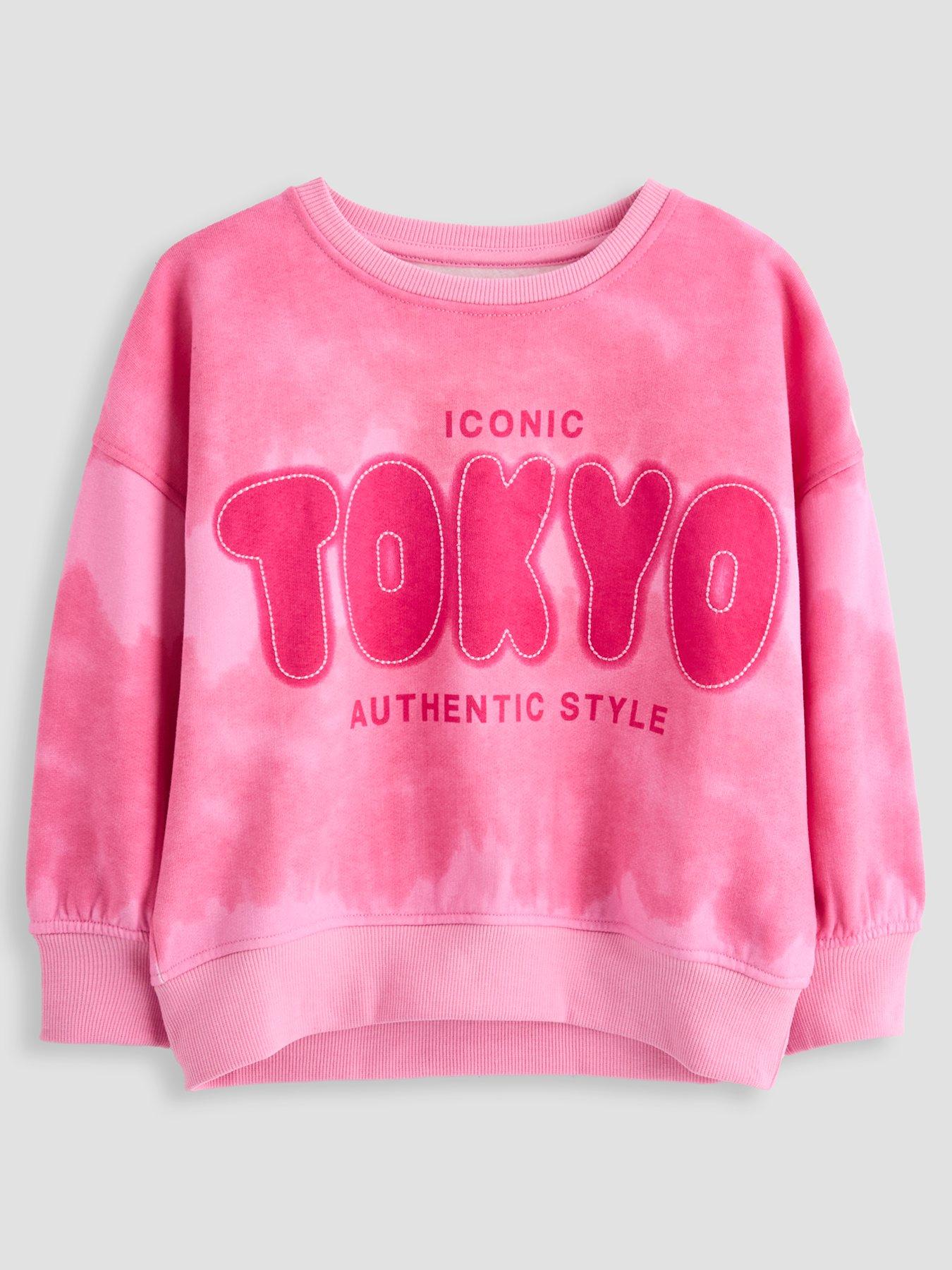 The Very Collection Girls Tie Dye Slogan Sweatshirt - Pink