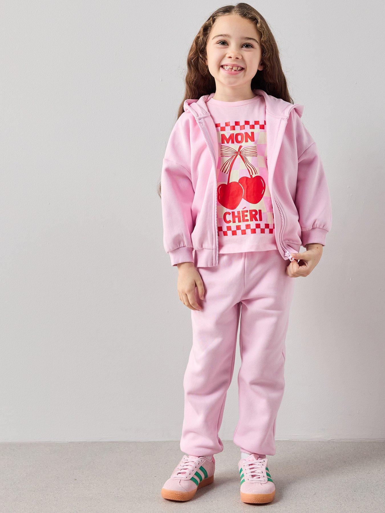 Image 3 of 7 of The Very Collection Girls Cotton Rich Zip Up Hoody Co-ord -&nbsp;Pink