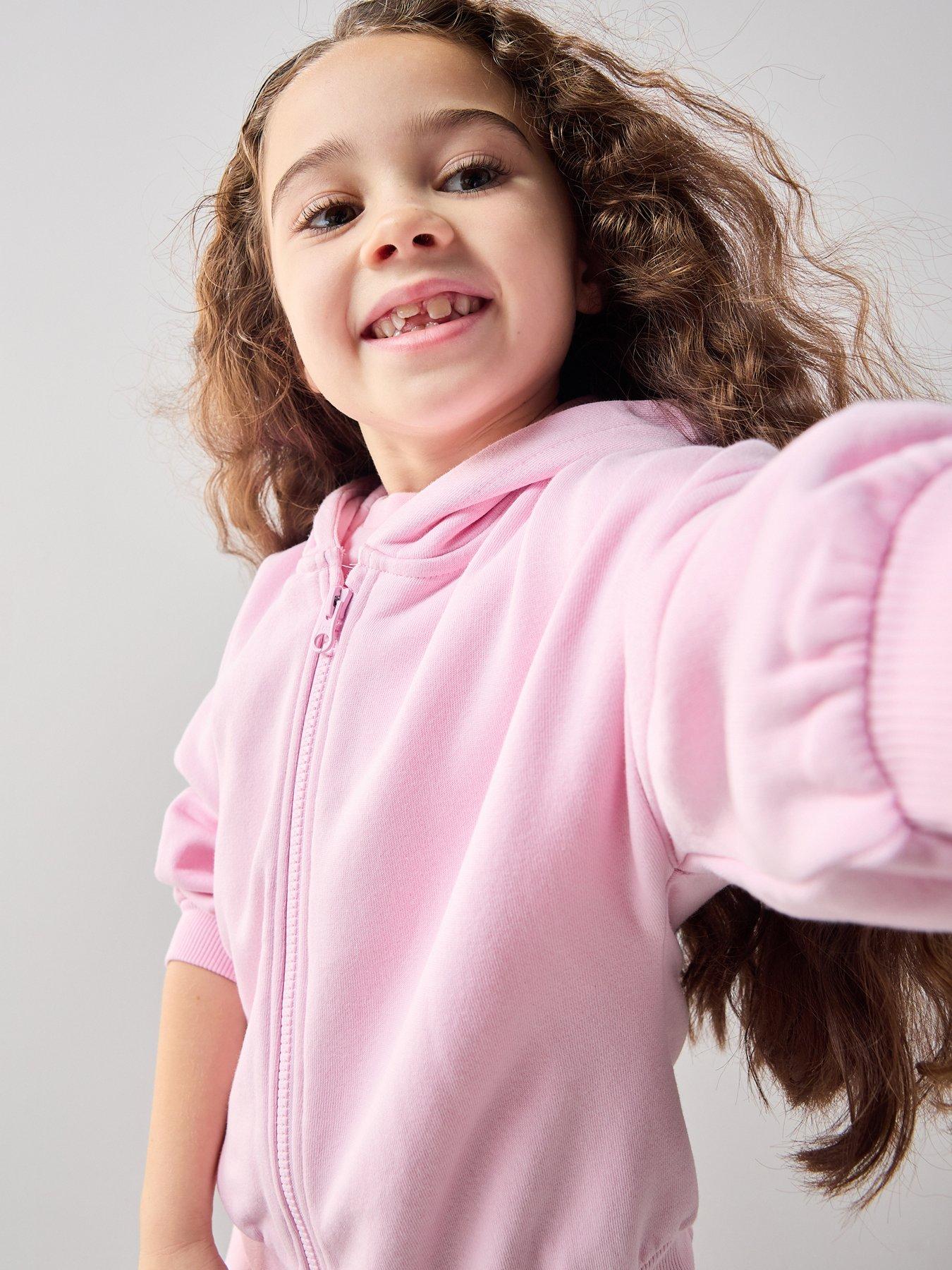 Image 4 of 7 of The Very Collection Girls Cotton Rich Zip Up Hoody Co-ord -&nbsp;Pink