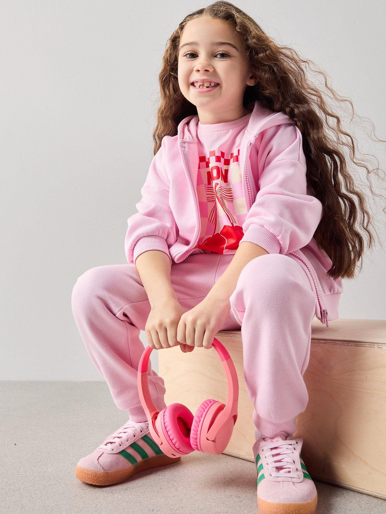 Image 6 of 7 of The Very Collection Girls Cotton Rich Zip Up Hoody Co-ord -&nbsp;Pink