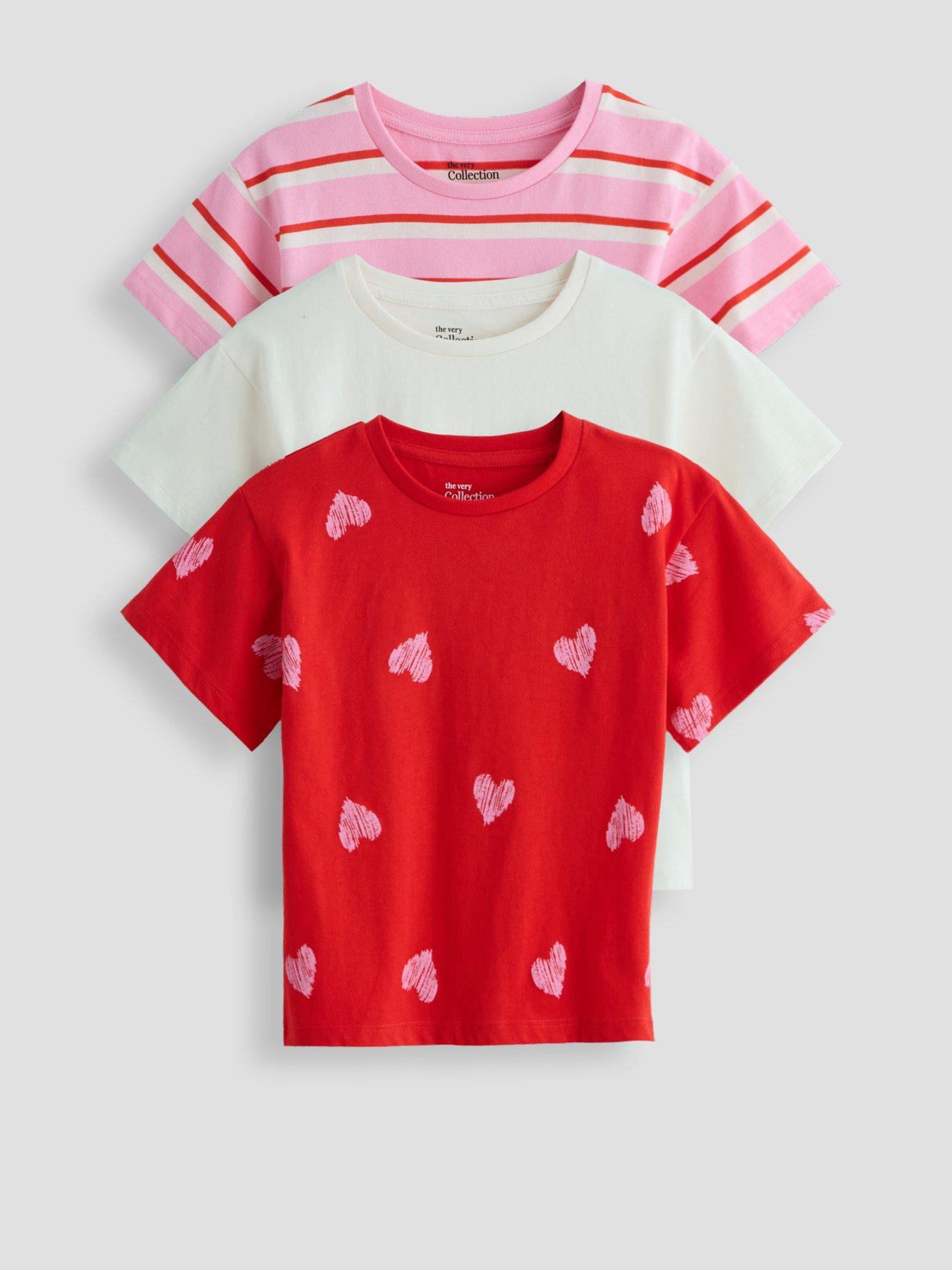 The Very Collection Girls 3 Pack Jersey Printed T-shirts - Multi
