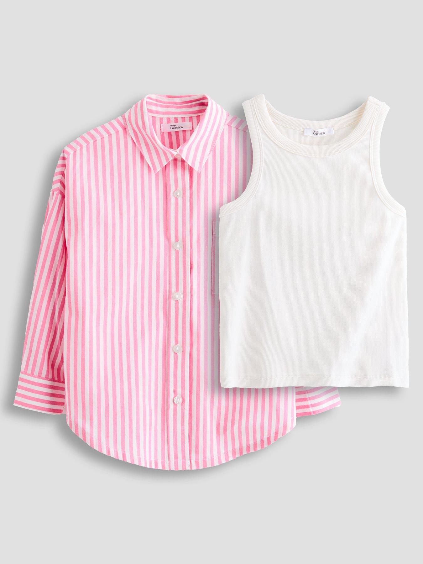 Image 1 of 5 of The Very Collection Girls Shirt With Vest Set - Pink