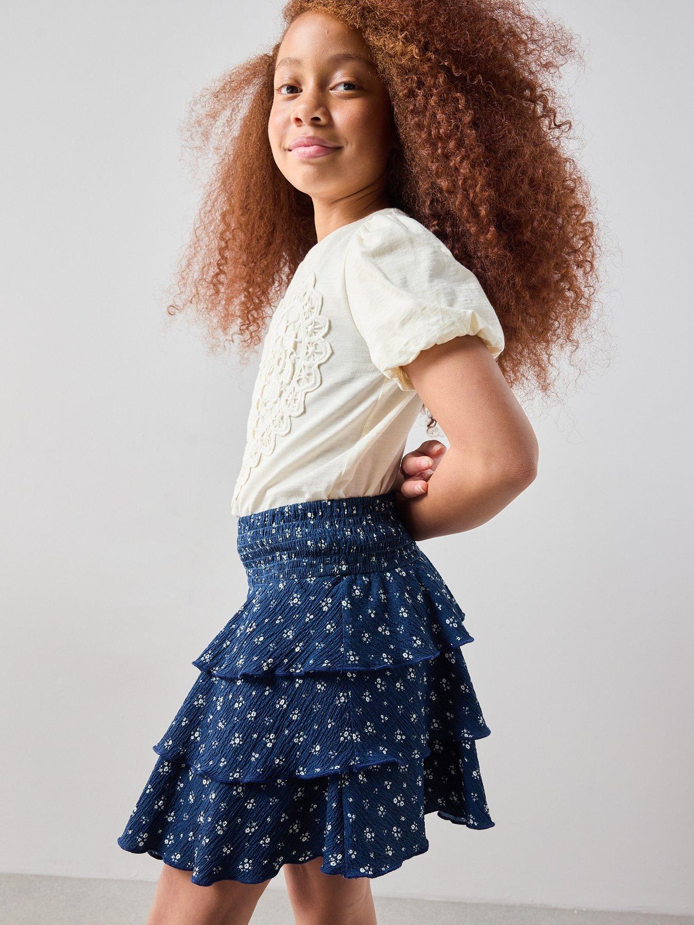 Image 5 of 5 of The Very Collection Girls Tiered Floral Skirt