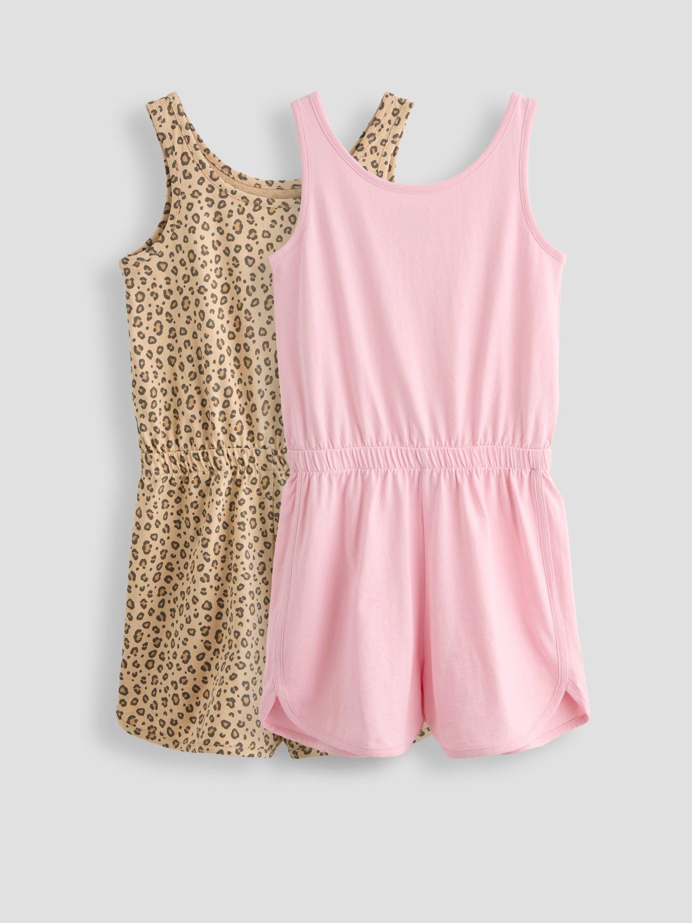 Image 1 of 5 of The Very Collection Girls 2 Pack Jersey Animal Print Playsuit - Multi