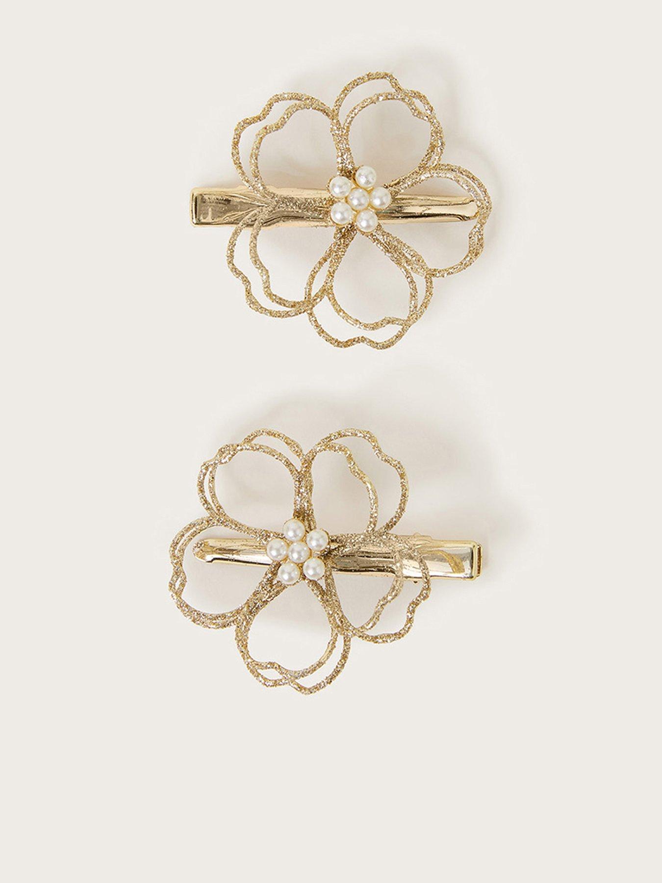 Image 1 of 2 of Monsoon Girls 2 Pack Wire Flower Clips - Gold