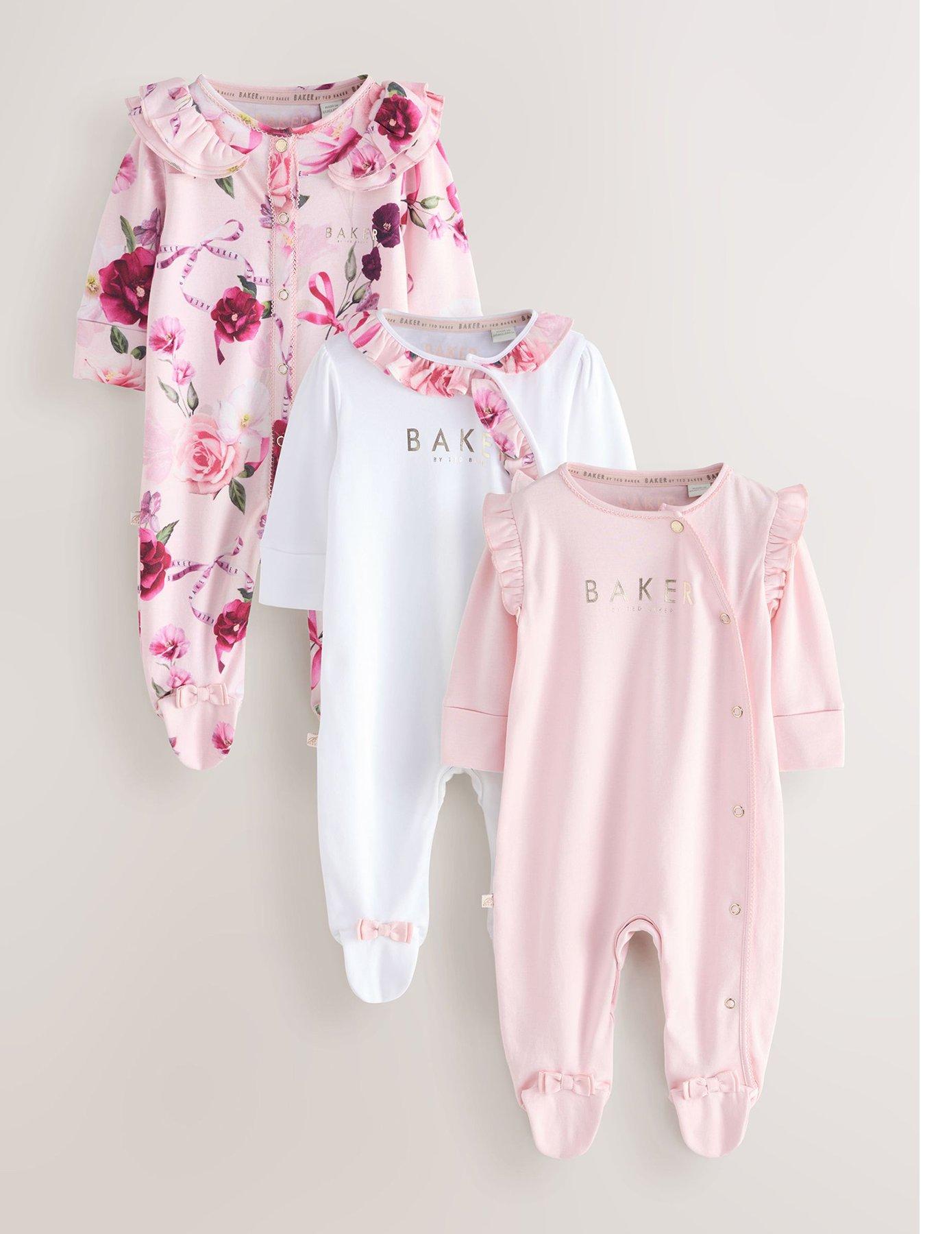 Ted Baker Baby Girls Pack of 3 Premium Sleepsuits - Pink