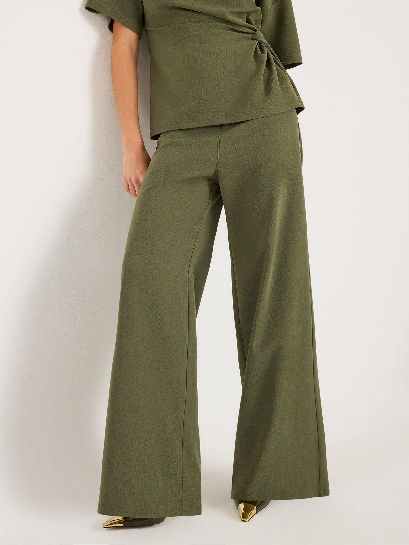 River Island: Wide Leg Trouser - Khaki