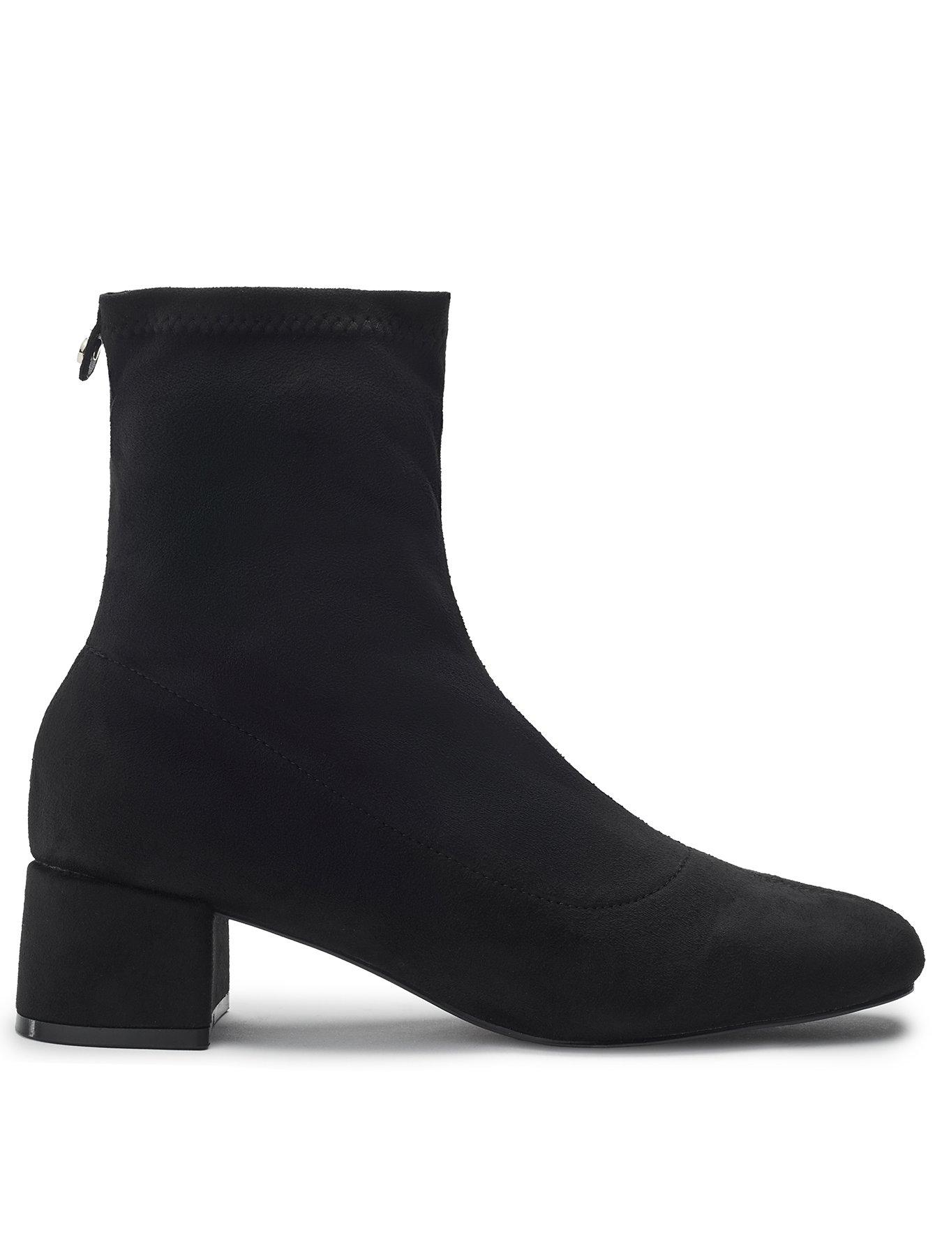 Moda In Pelle Stretch Low Heel Sock Boot- Black