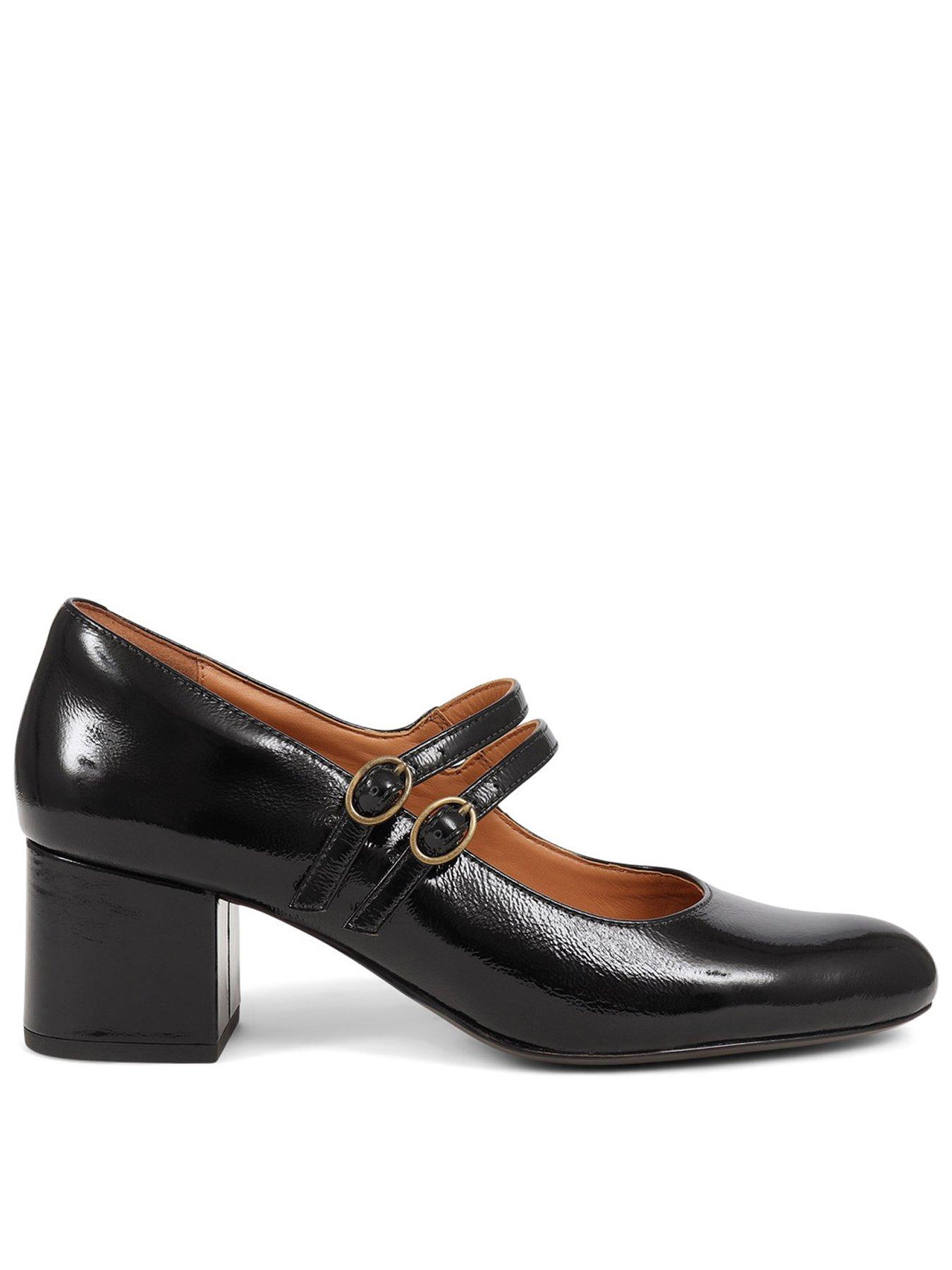 Jones Bootmaker Xanthi Wide Fit Patent Mary Jane Heeled Shoe - Black
