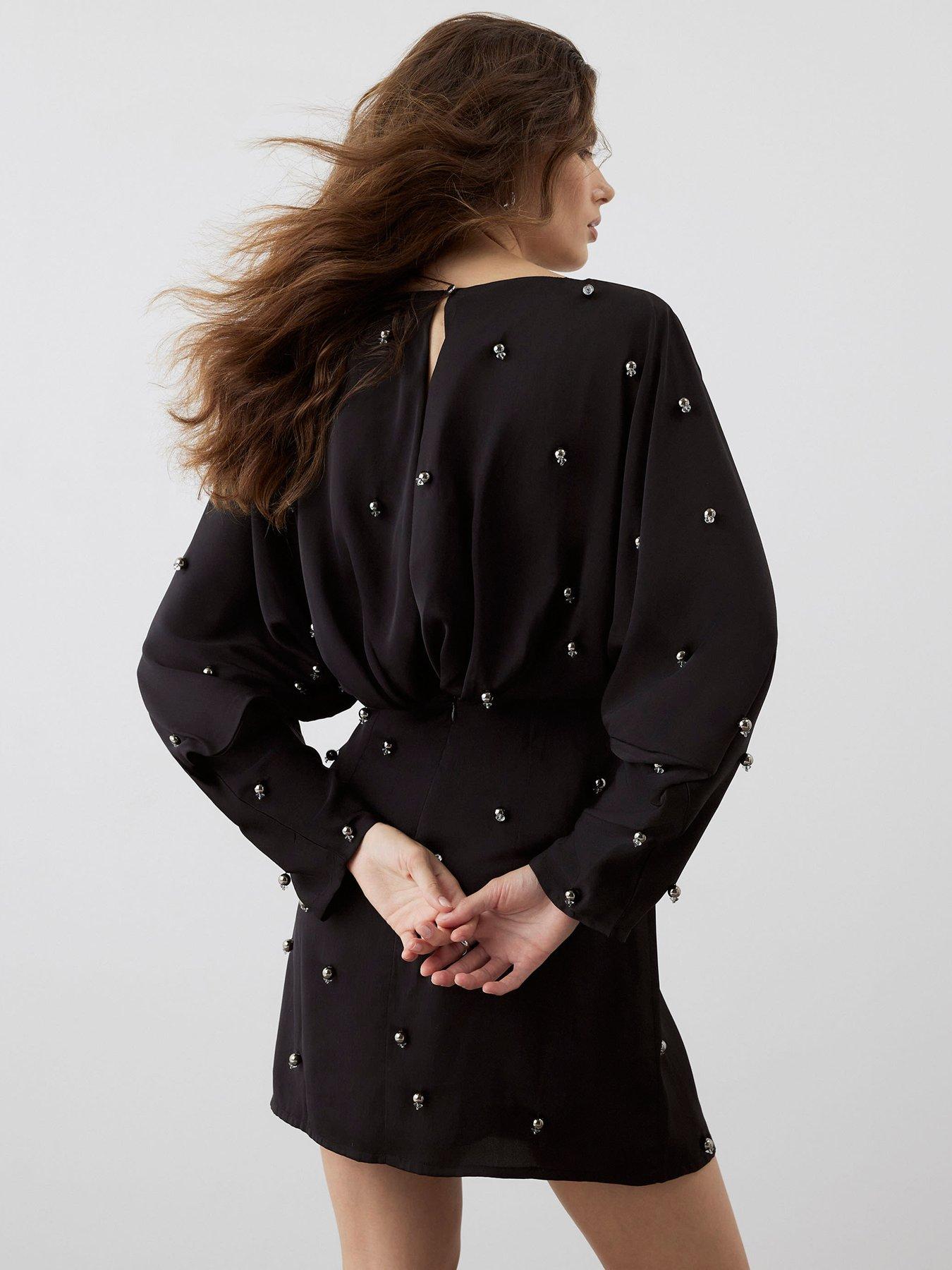 river island beaded dress Rent River Island Silver Tassel Bardot Sequin Mini Dress main image 0