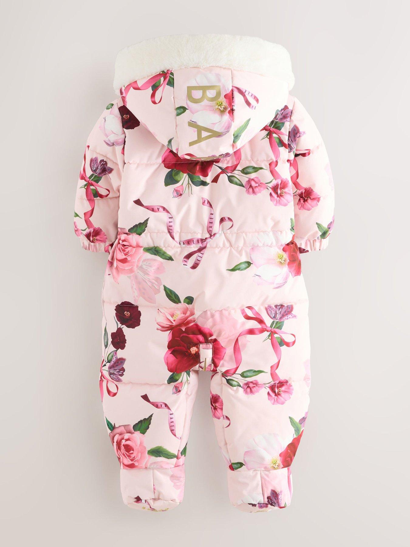 Image 3 of 7 of Ted Baker Baby Girls Printed Snowsuit - Pink