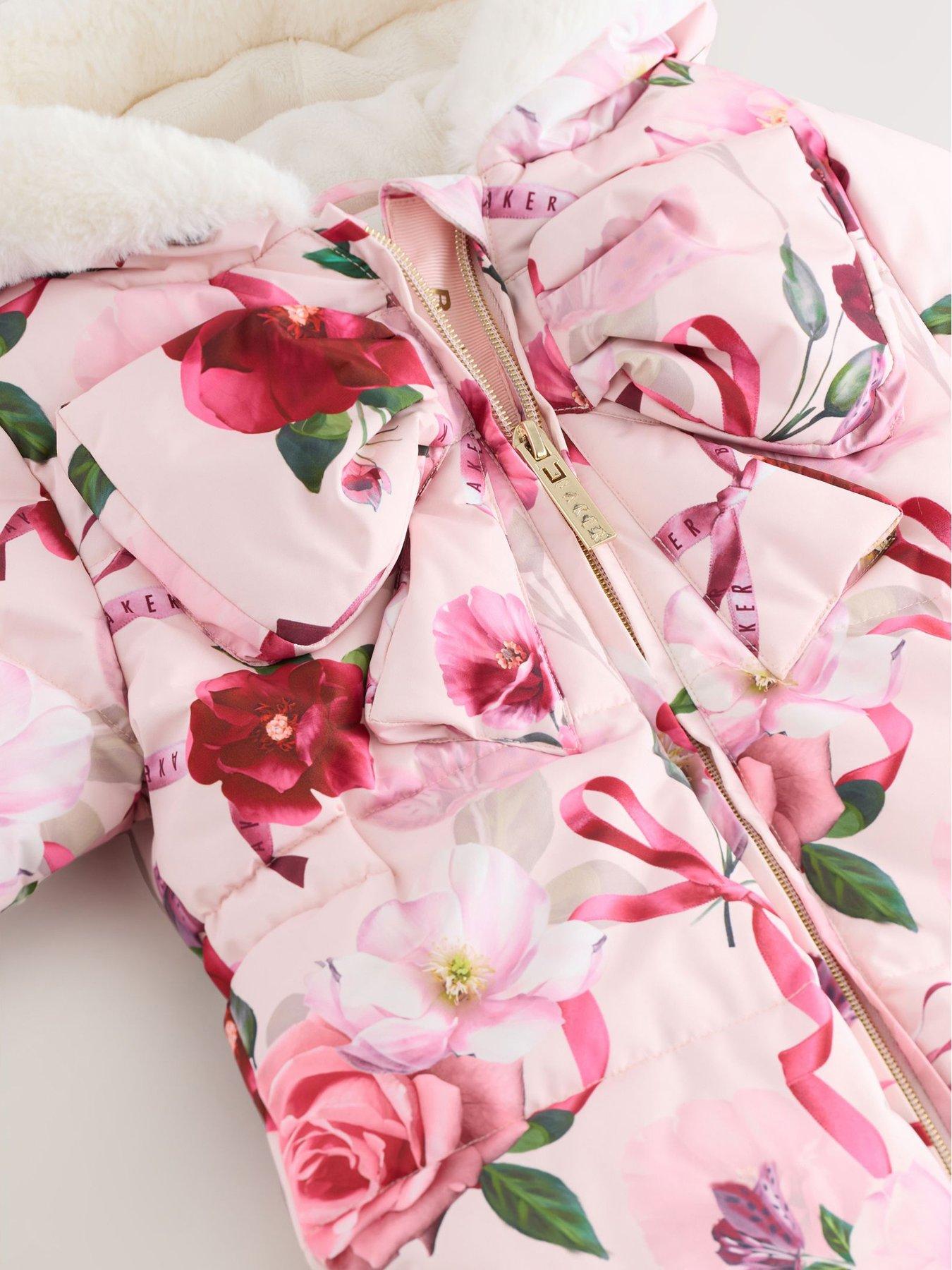 Image 4 of 7 of Ted Baker Baby Girls Printed Snowsuit - Pink