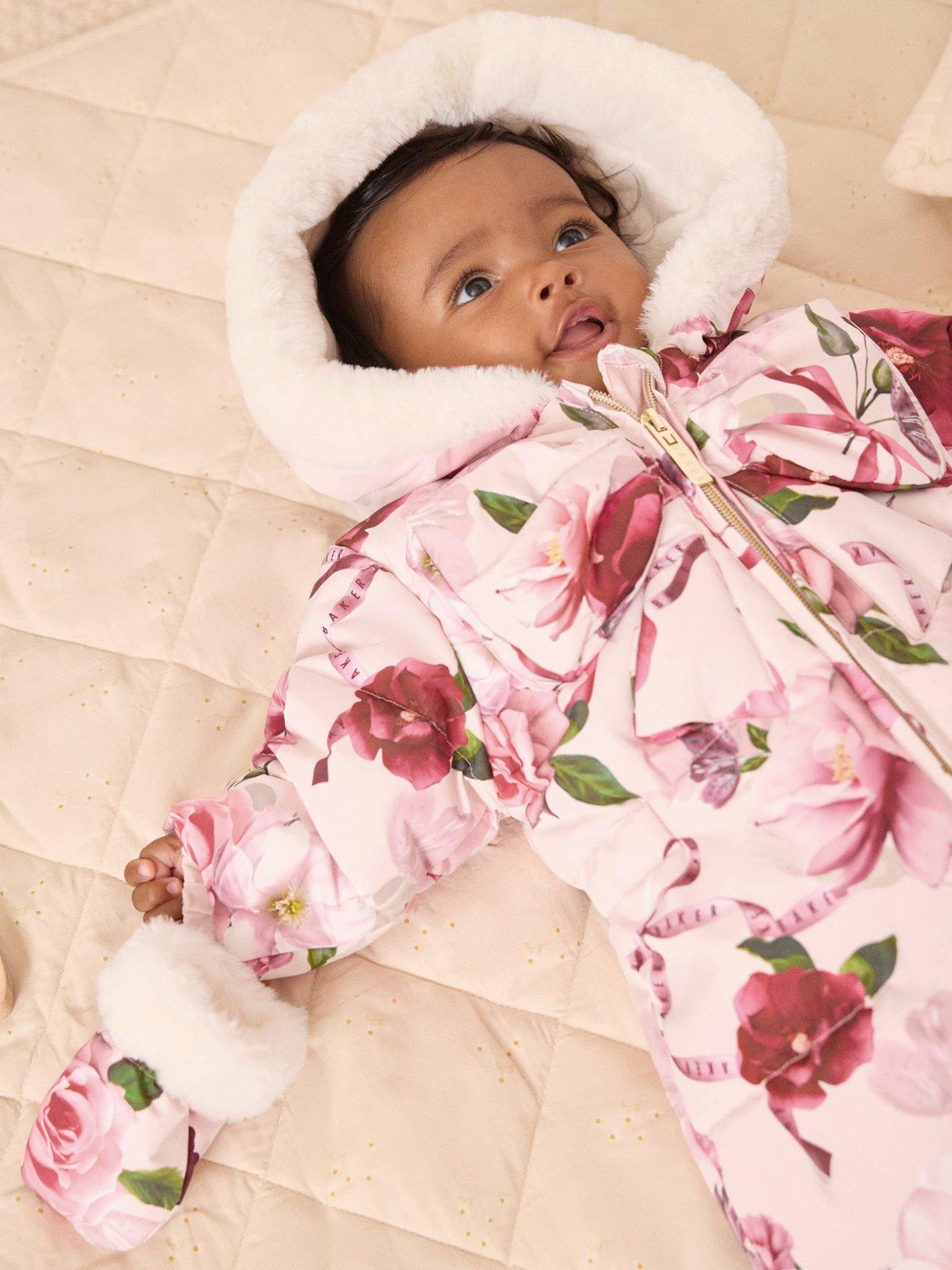Image 6 of 7 of Ted Baker Baby Girls Printed Snowsuit - Pink