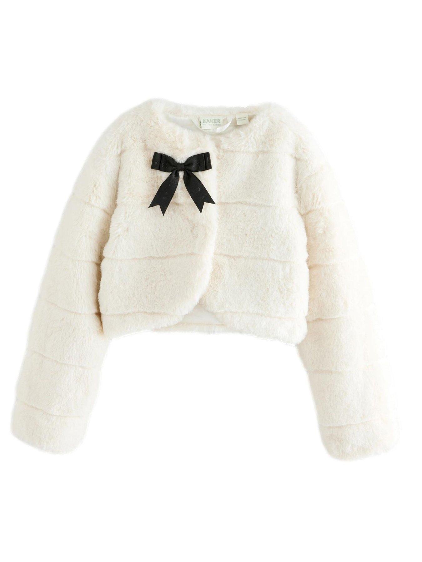 Ted Baker Older Girls Faux Fur Coat - Cream