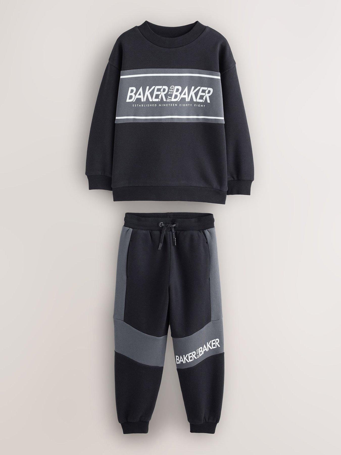 Image 1 of 6 of Ted Baker Older Boys Panel Sweat Set - Black