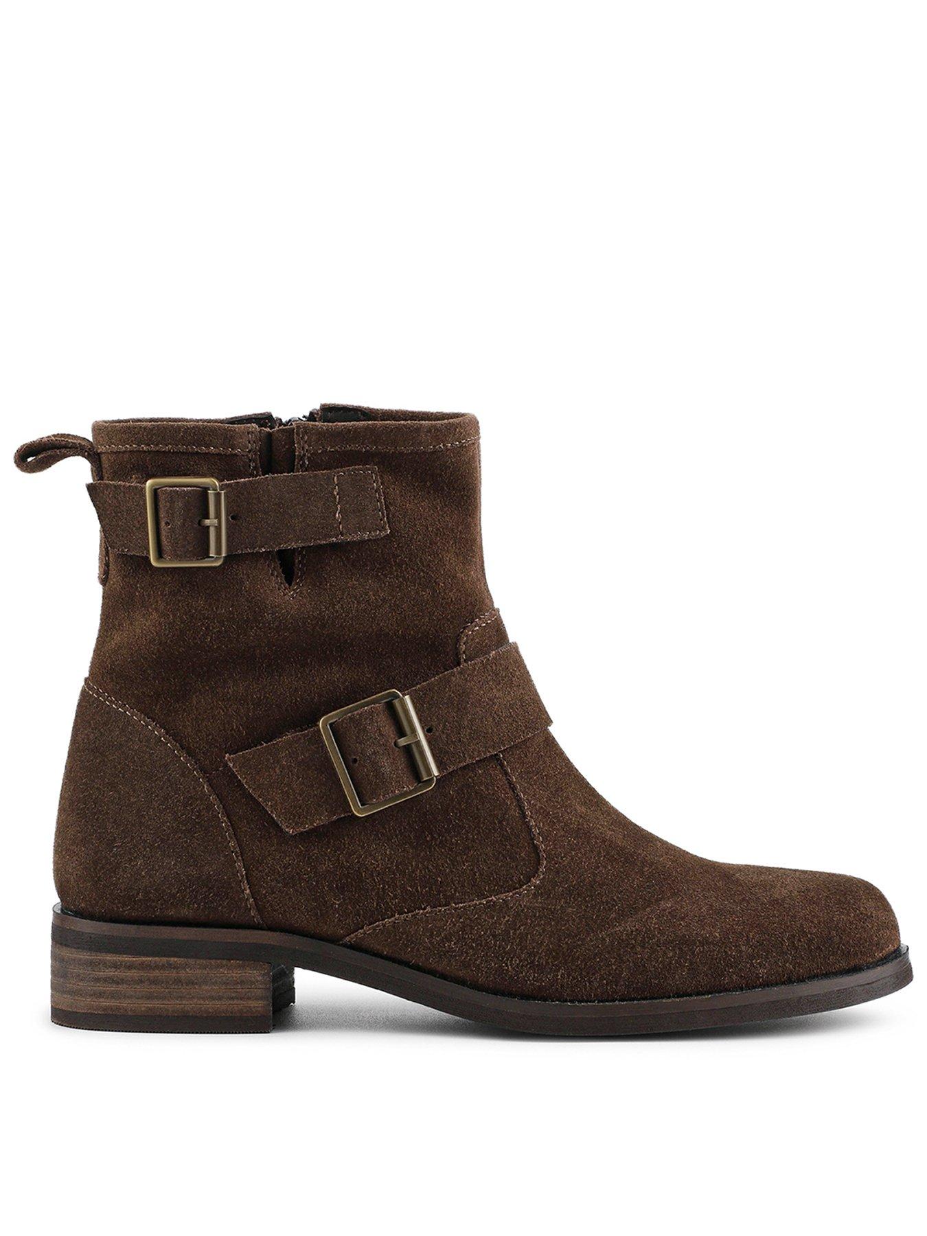 Jones Bootmaker Maribel Suede Buckle Ankle Boot - Brown
