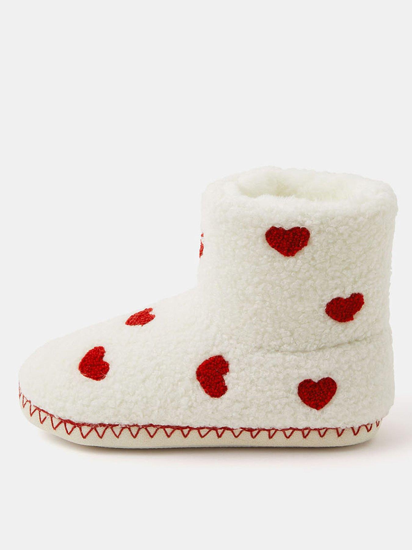 Accessorize Girls Heart Slipper Boots - Beige