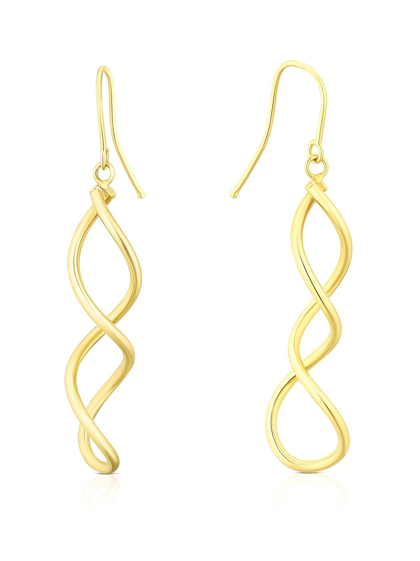 Ernest Jones 9ct Gold Polished Twist 3D Drop Earrings