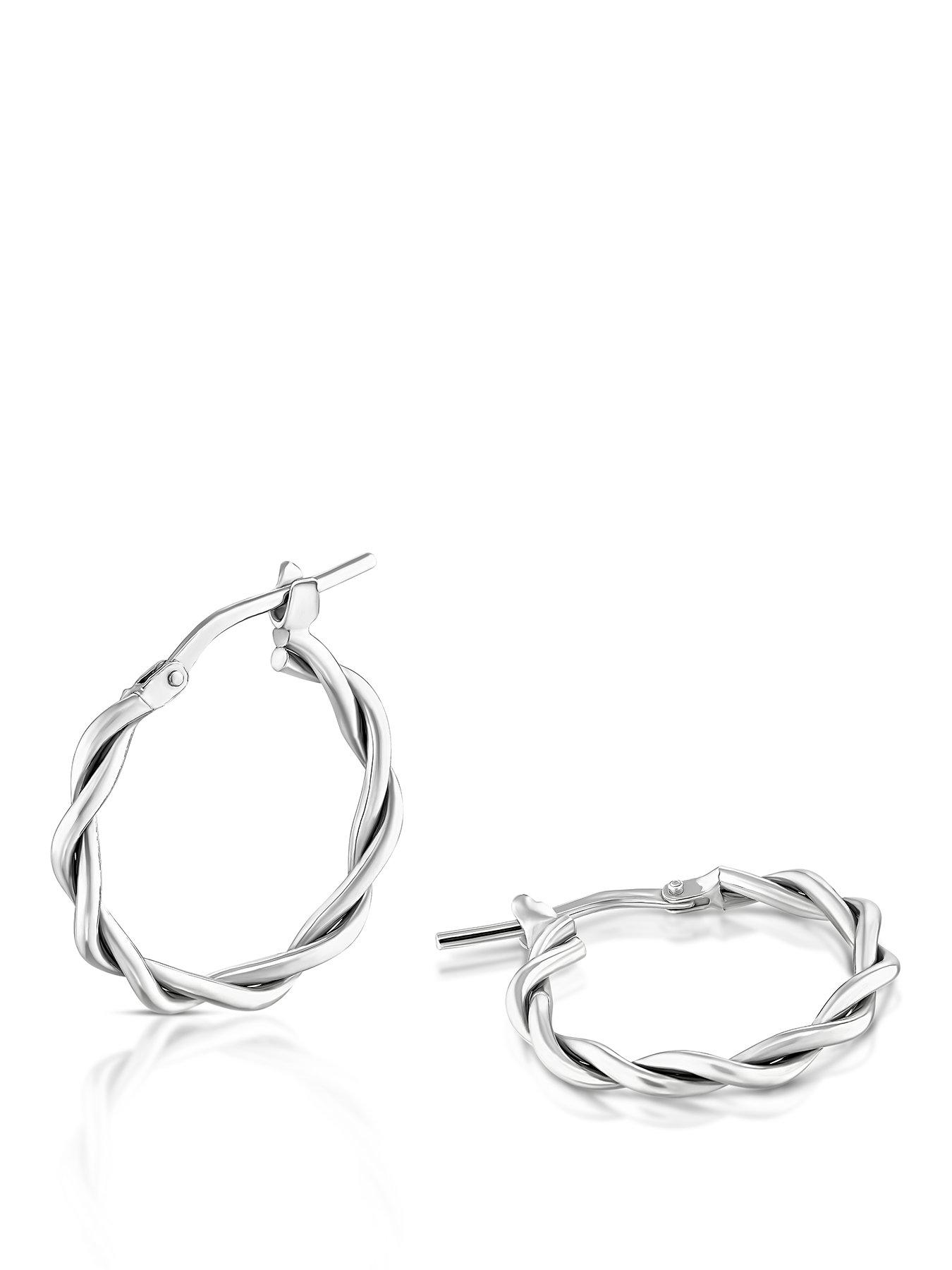 Ernest Jones Sterling Silver Twist Hoop earrings 15Mm - One Colour