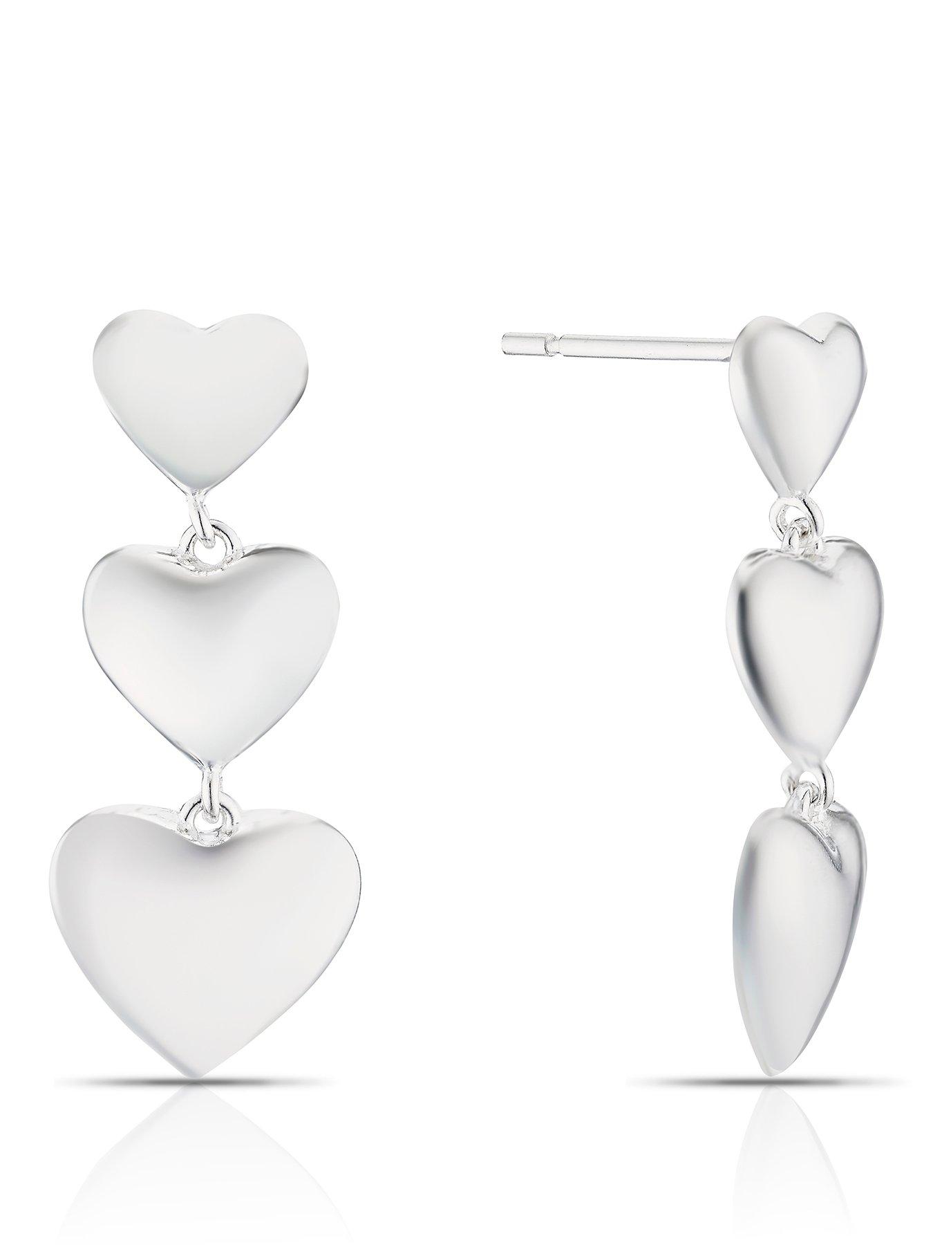 H. Samuel Ss 3 Heart Drop Earrings - One Colour
