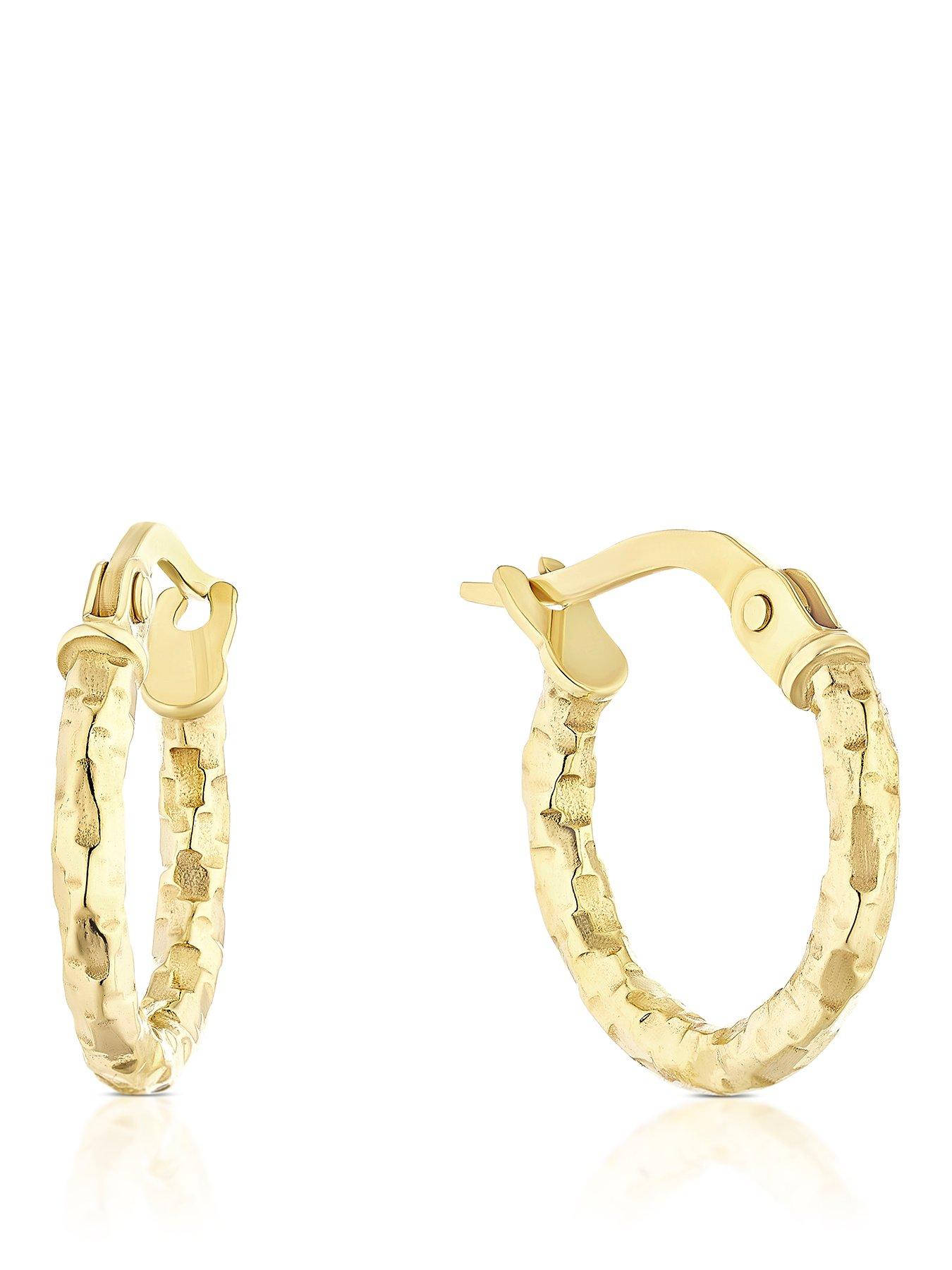 H. Samuel 9ct Gold 10mm Diamond Cut Hoops