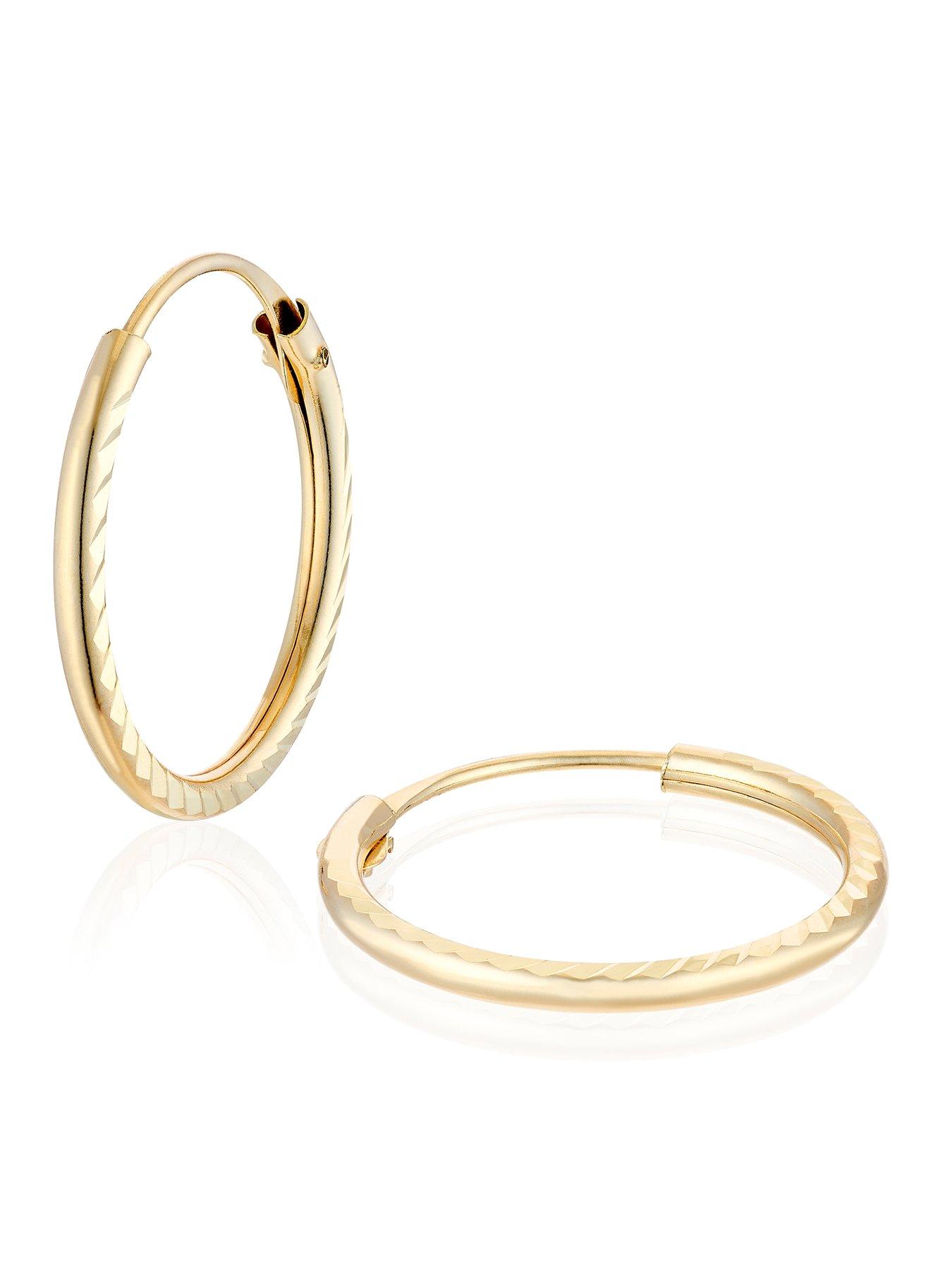 Image 2 of 2 of H. Samuel 9ct Gold Diamond Cut 13mm Sleeper Hoop Earrings