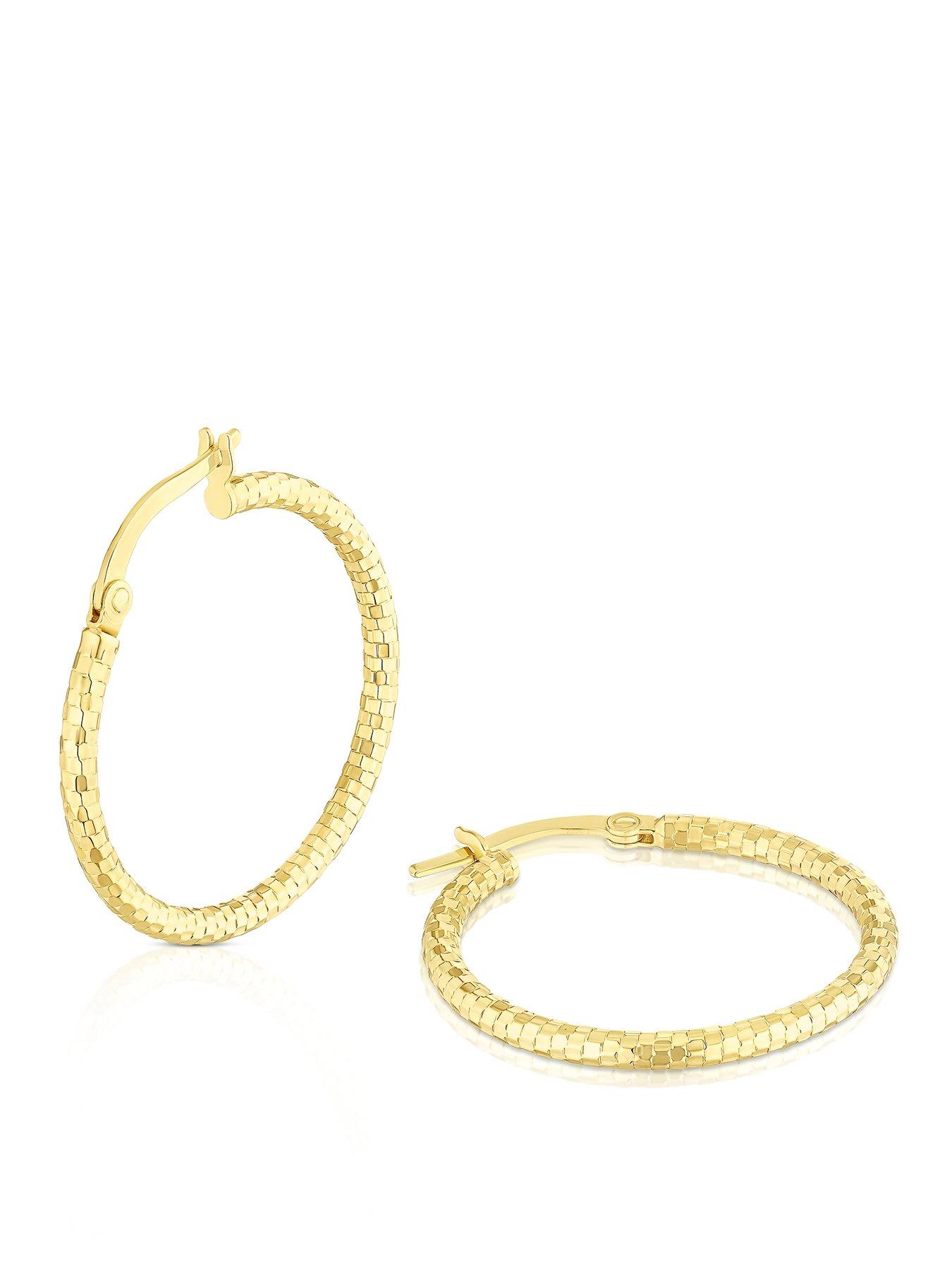 Ernest Jones 9Ct Dia Cut 20mm Hoops - Gold