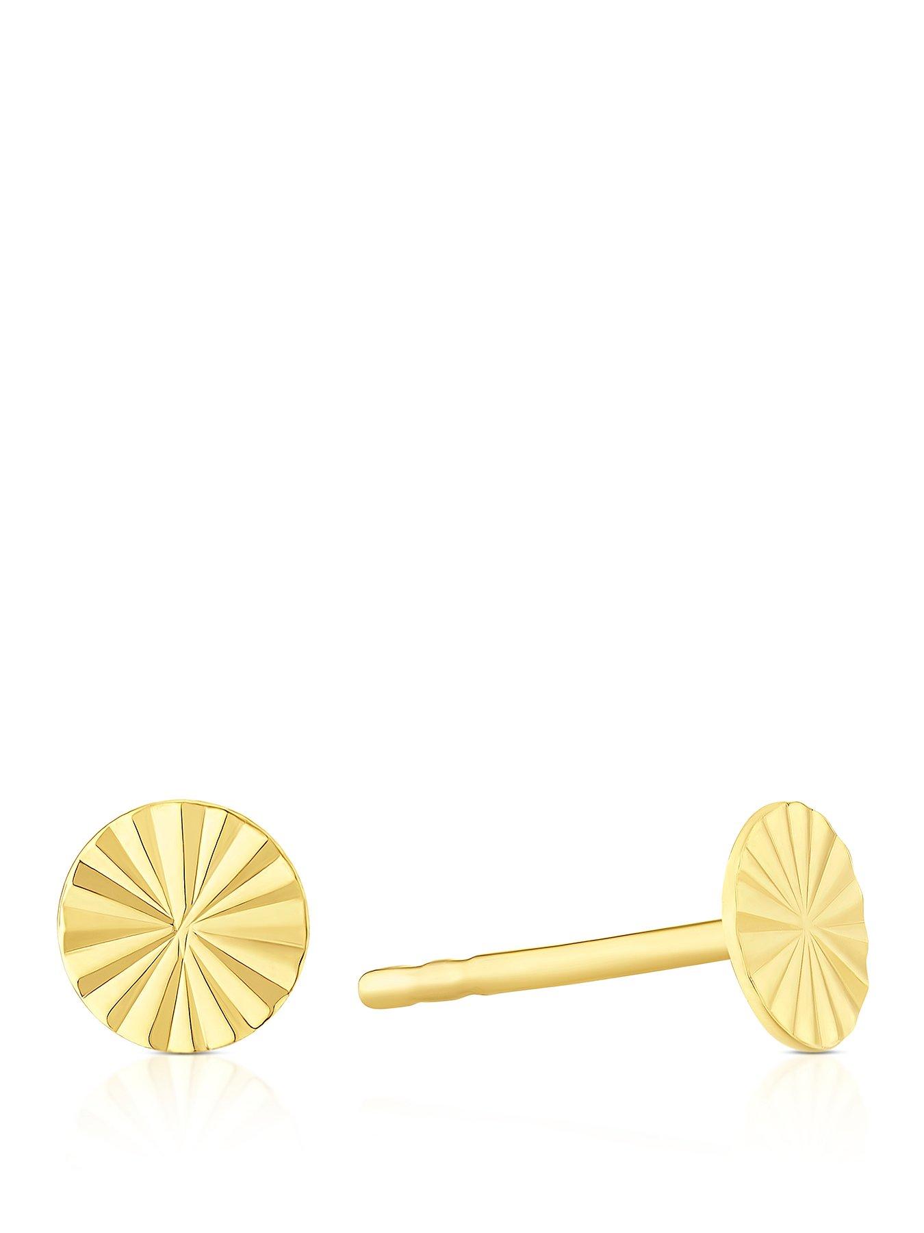 Ernest Jones 9ct Gold Diacut Disc Studs - One Colour