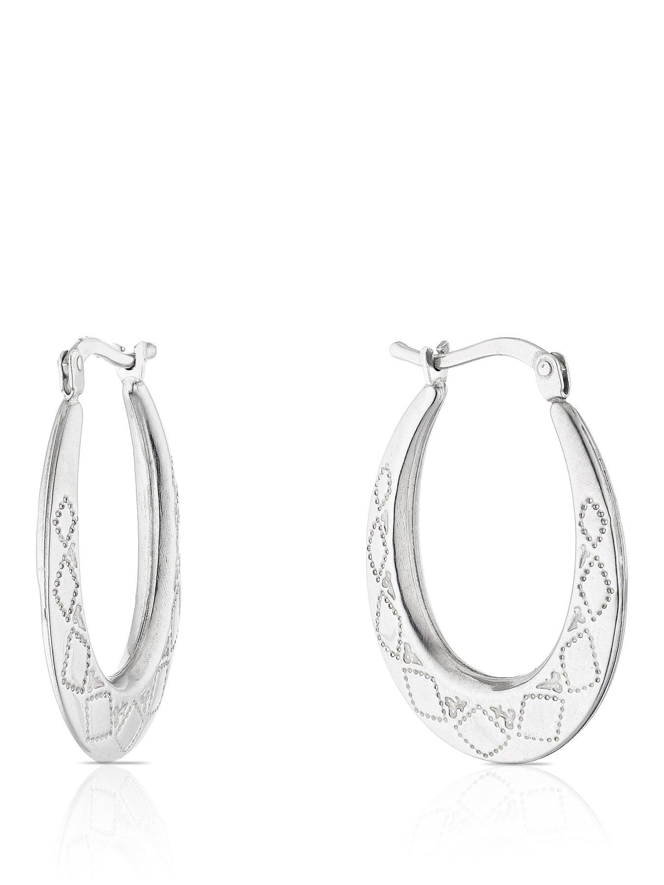 H. Samuel Diamond Cut Hoop Earrings - One Colour
