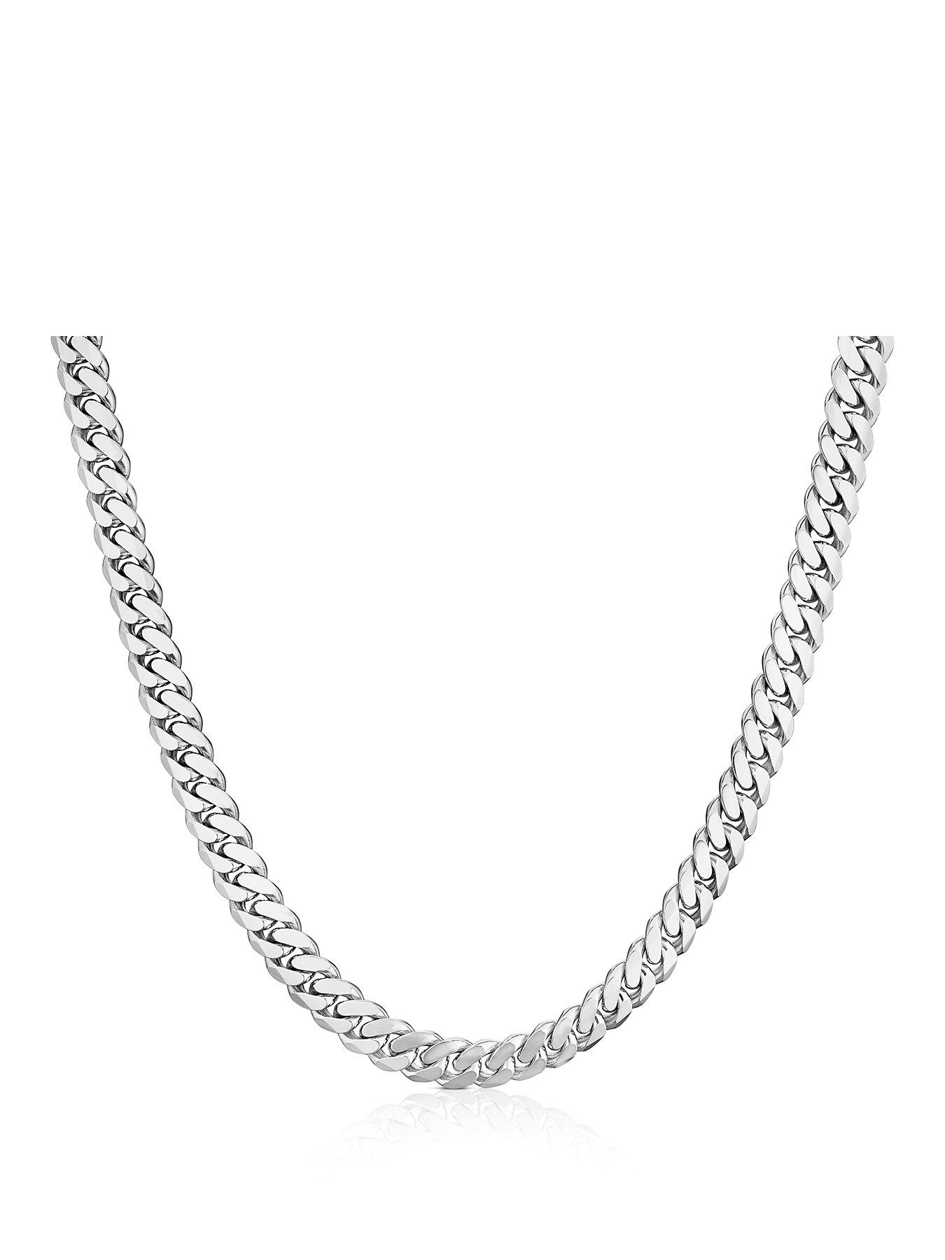 Ernest Jones Sterling Silver Diacut Txt Curb Necklace 20-inch