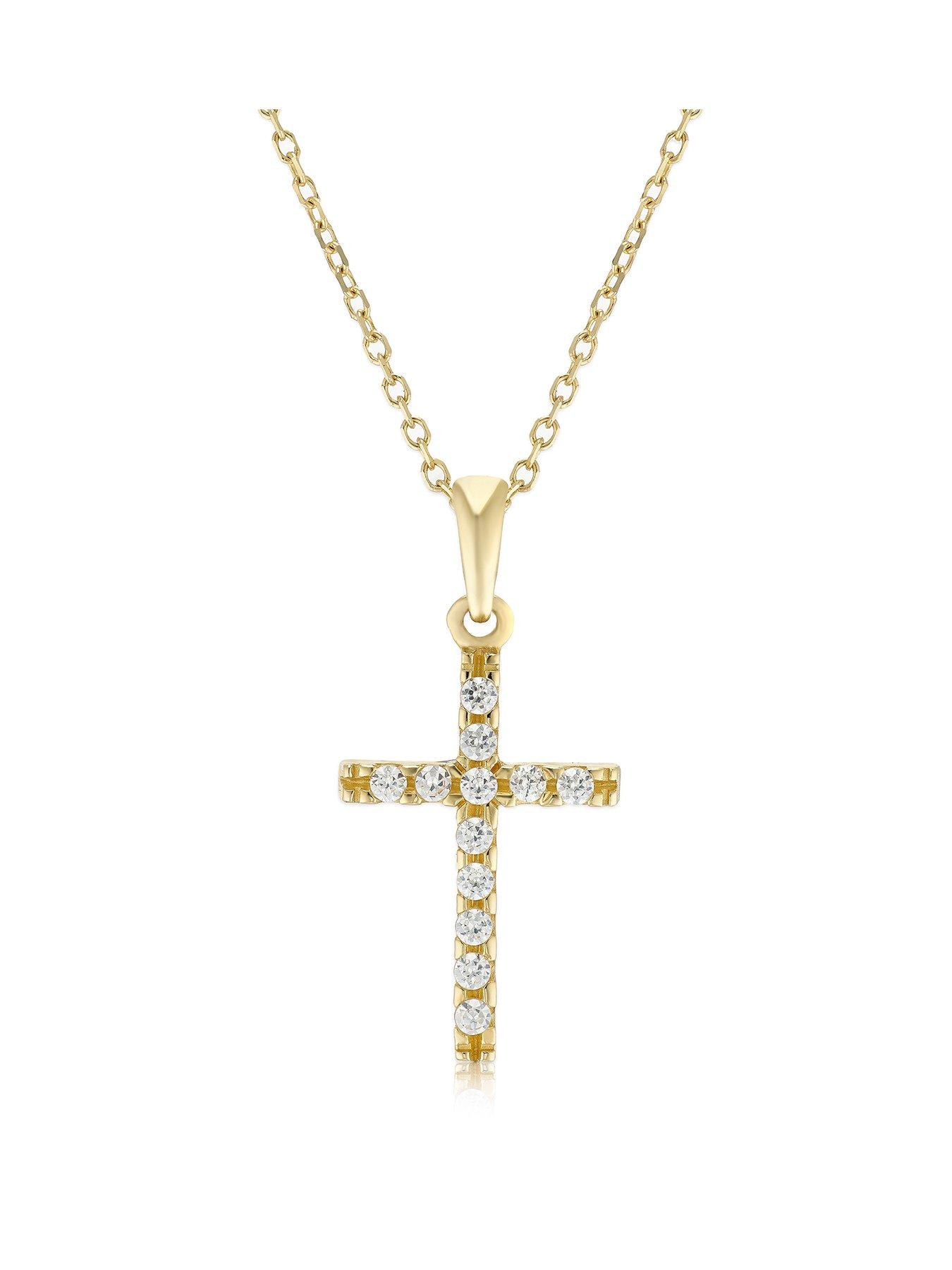 Ernest Jones 9ct Cz Cross Pn 16P2 - Gold