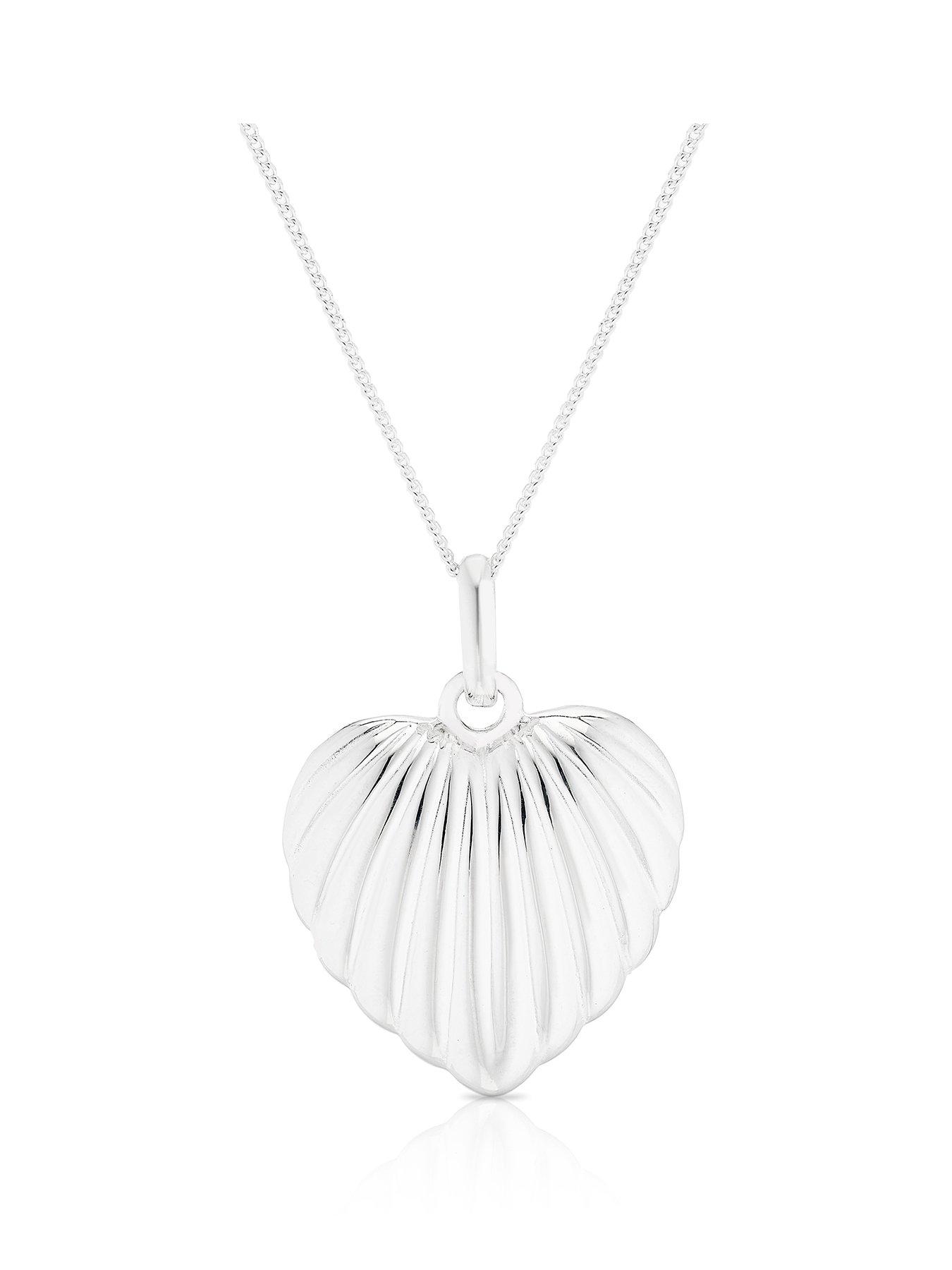 H. Samuel Sterling Silver Textured Heart Pendant 16+2" Necklace