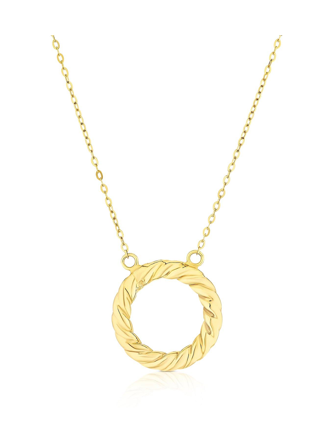 Ernest Jones 9ct Gold 18" Open Twist Circle Pendant Necklace