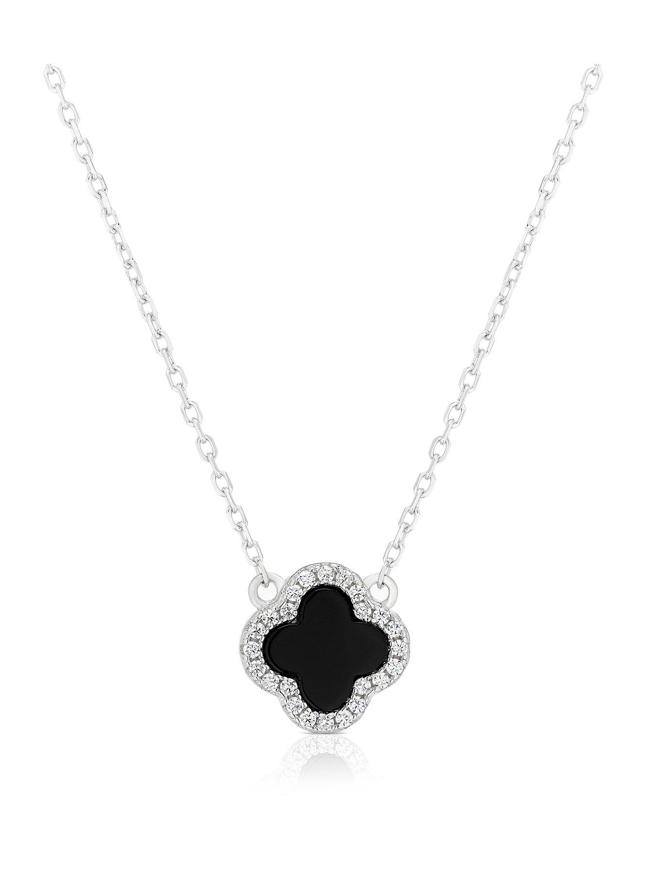 H. Samuel Clover Black Cz Pendant