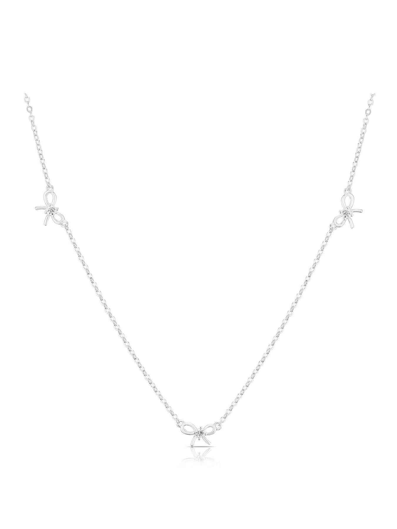 H. Samuel Sterling Silver Cz Bow Necklace
