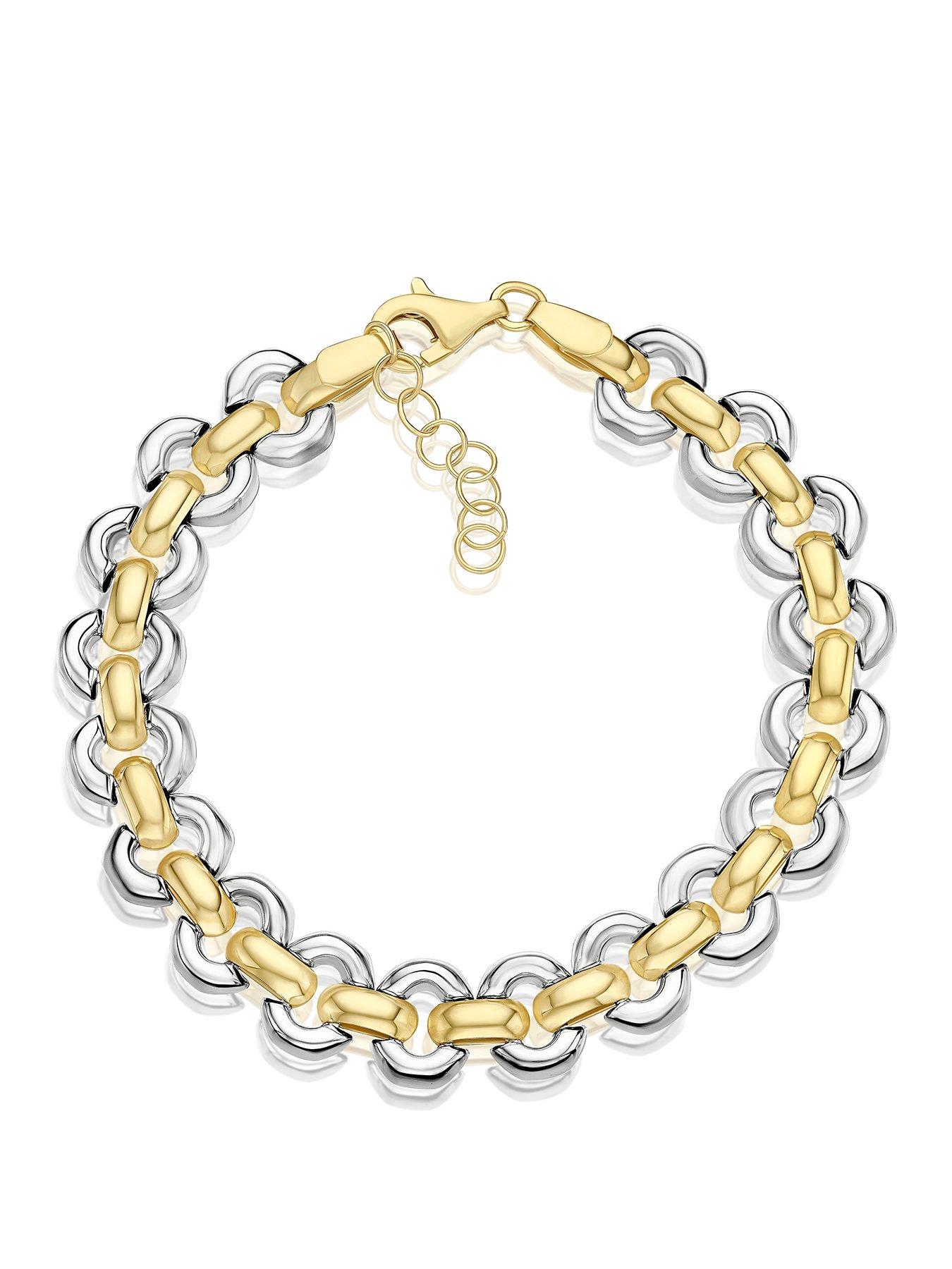 Ernest Jones Silver  &  Gold Bracelet - 2-Tone