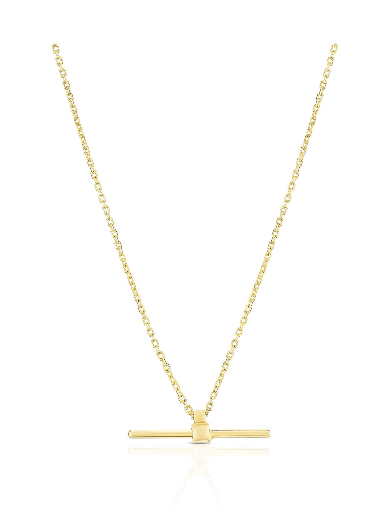 Ernest Jones 9ct Gold 18" Forzatina T-Bar Pendant