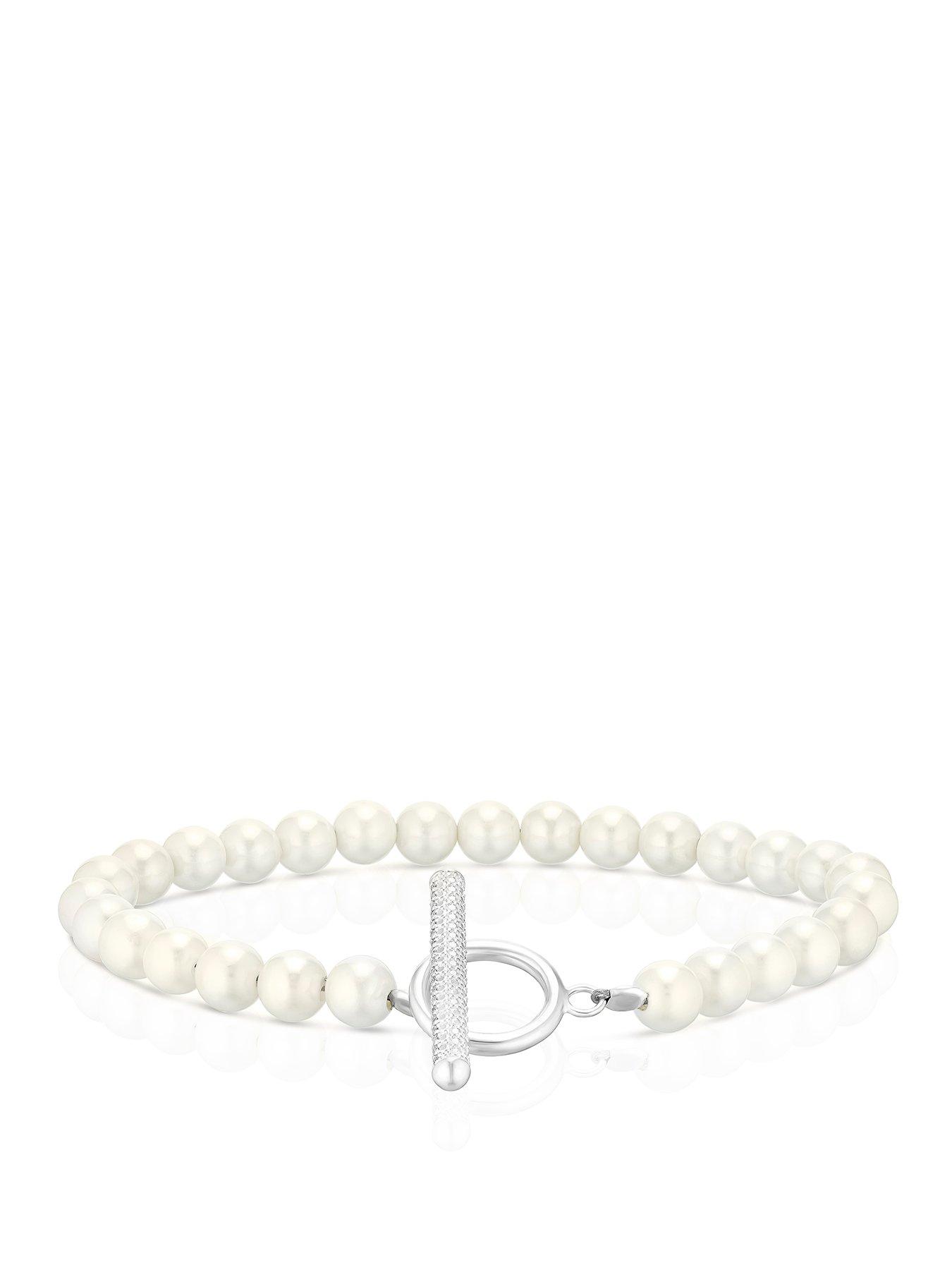 H. Samuel Sterling Silver Pearl  &  CV T-Bar Bracelet