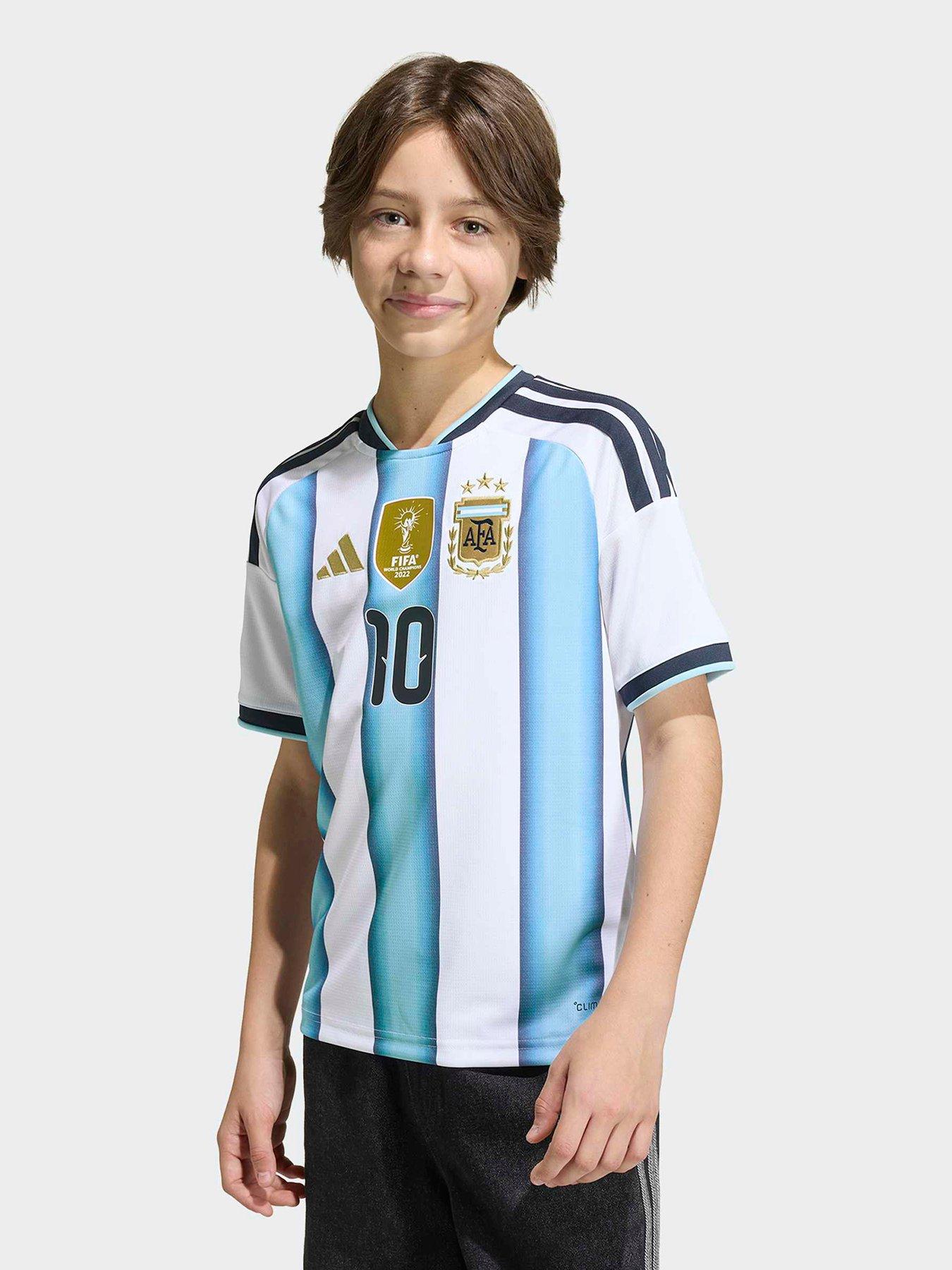adidas Junior Argentina Replica 26 Home Messi 10 Football Shirt - White