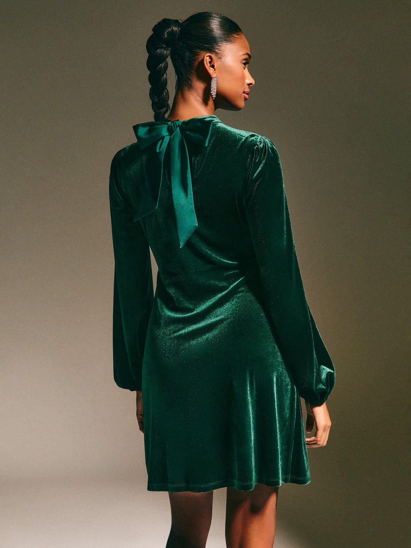 dark green high neck dress Alastrina | DARK Green High-Neck Maxi Dress With Gathered-Detailing main image 0