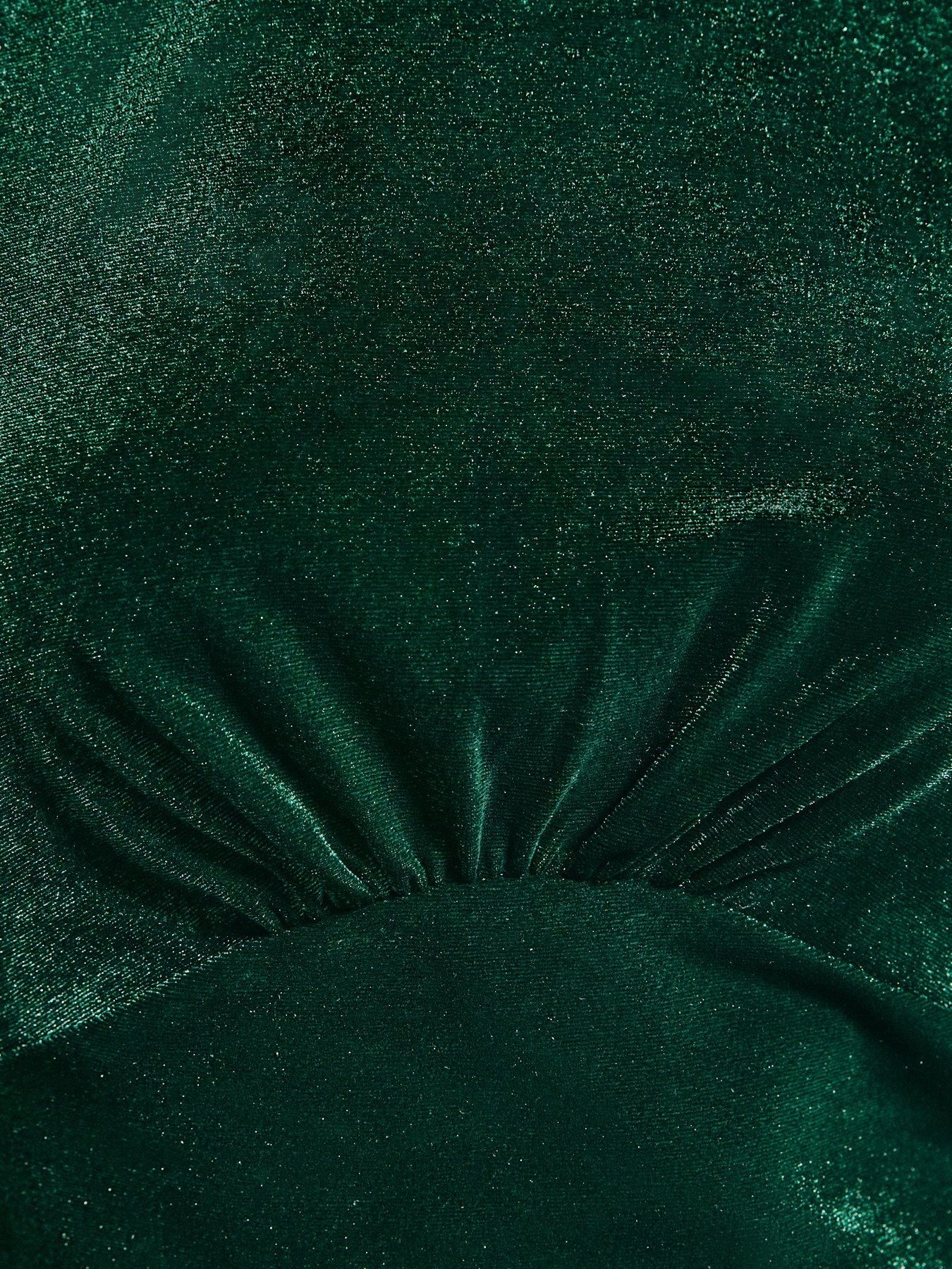 New Look Velvet High Neck Long Sleeve Mini Dress - Dark Green | Very